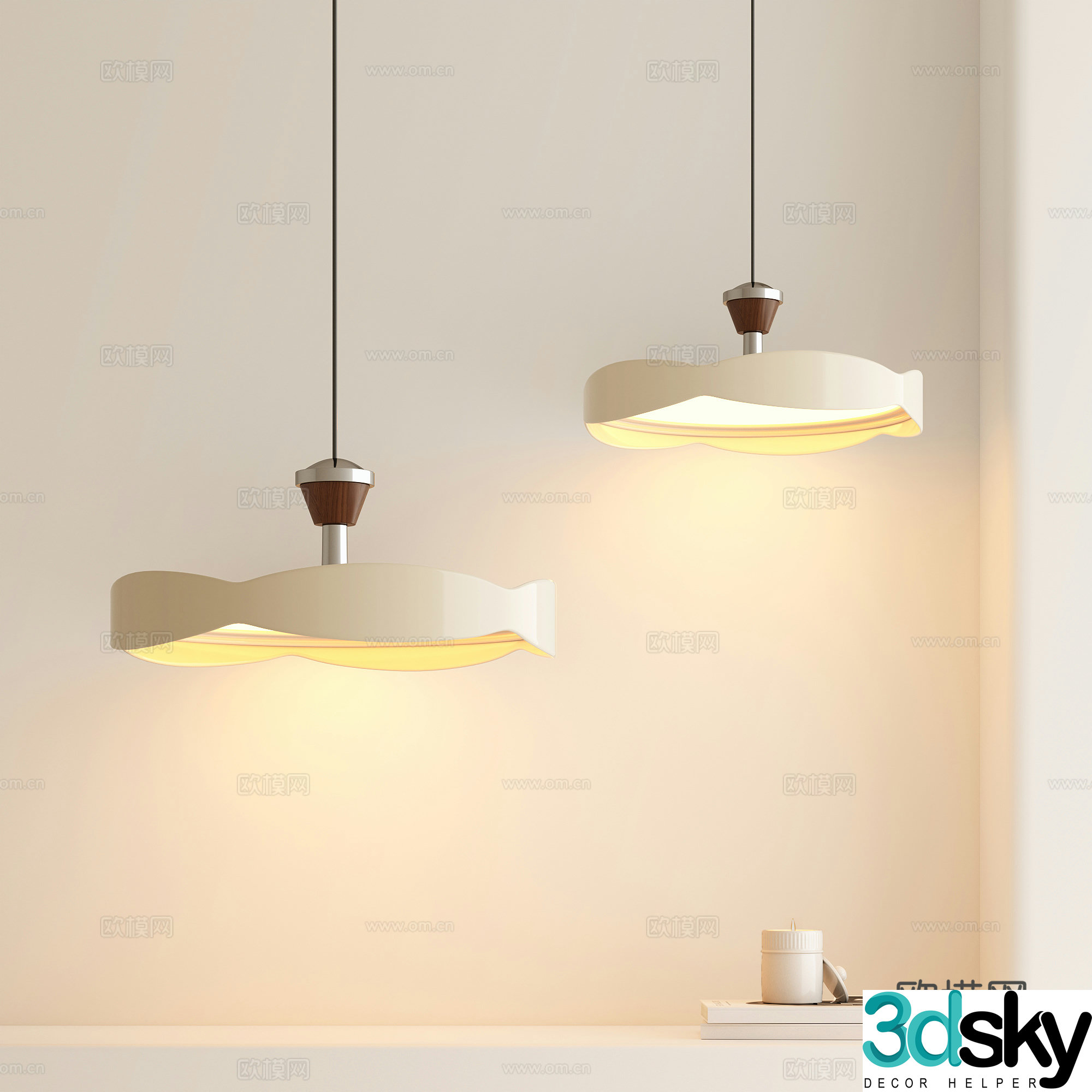Cream style chandelier 3d model