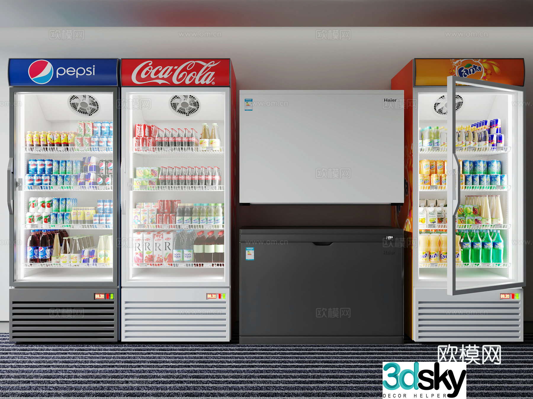 Commercial Freezer Refrigerator 3d model