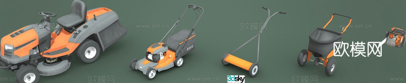 Trolley construction truck lawnmower 3d model