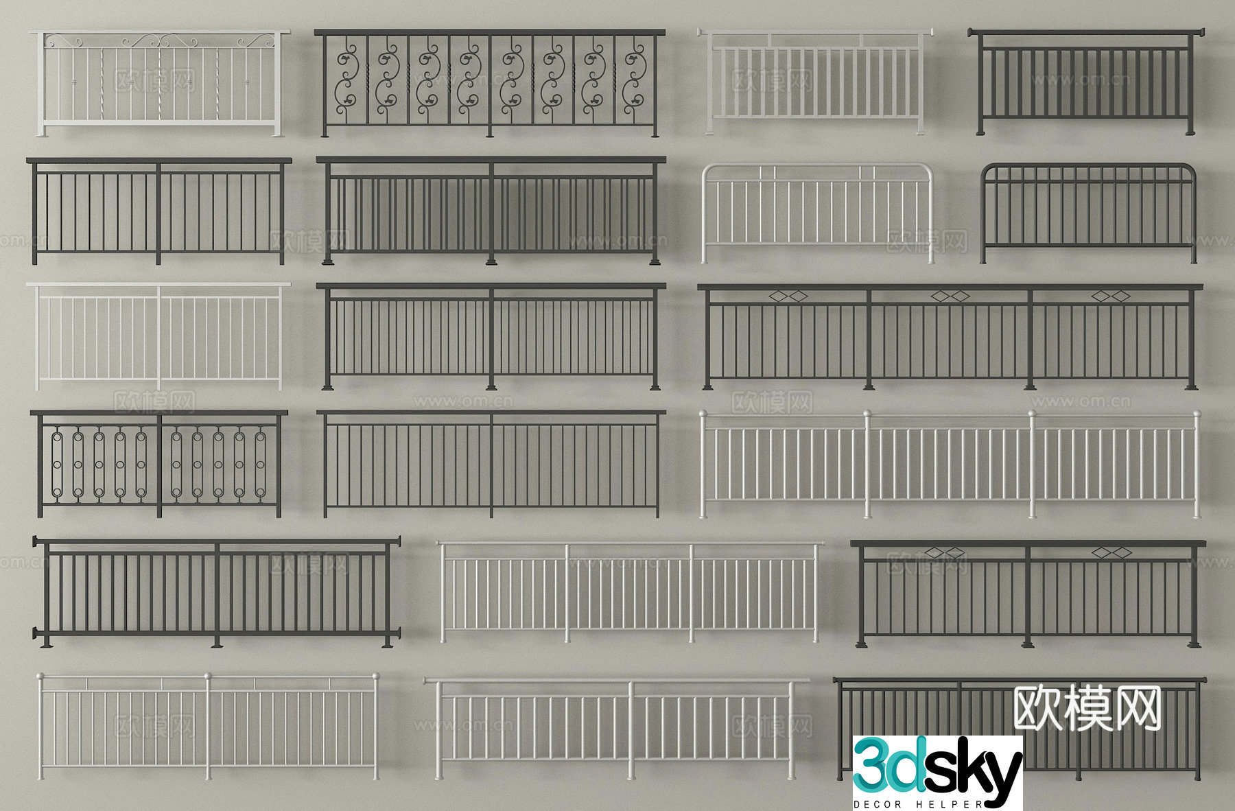 railing guardrail fence guardrail barrage 3d model