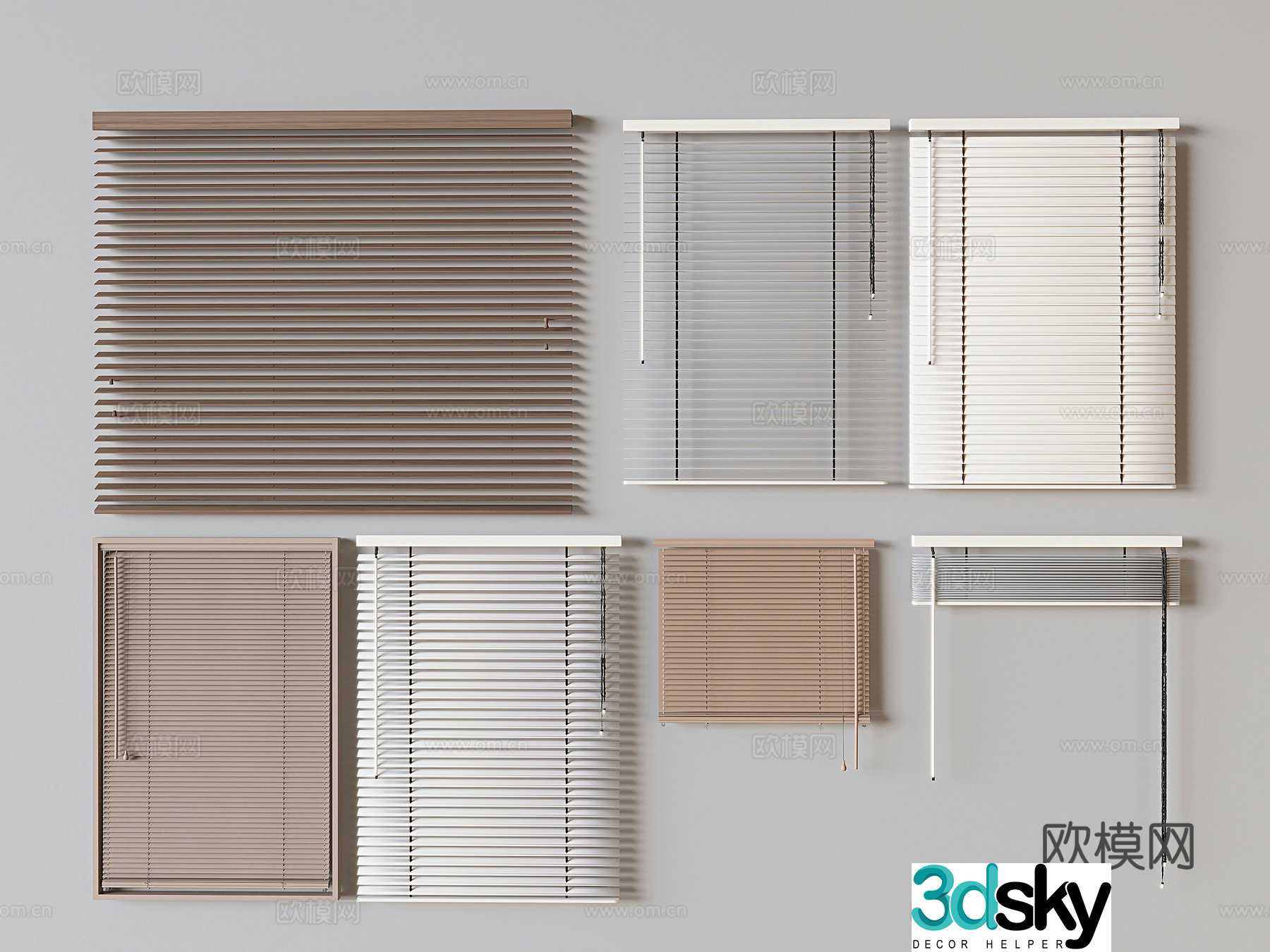 Venetian blinds roller blinds drawstring sunshades curtains 3d model