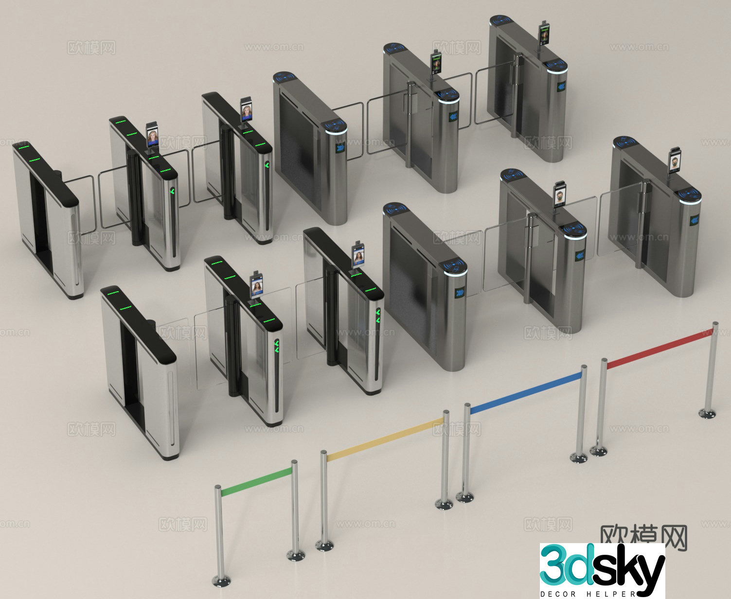 Security gate access control machine ticket gate swing gate induction door 3D model