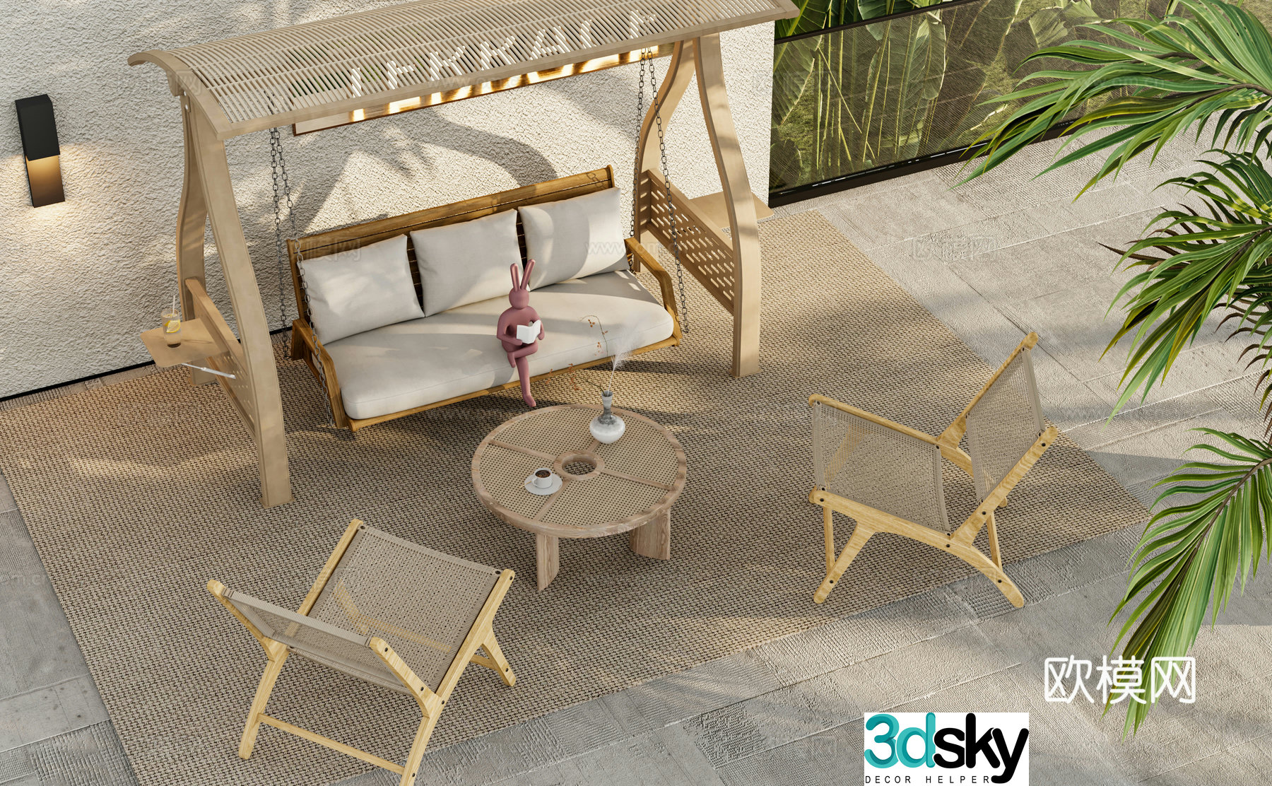 Wabi-sabi hanging chair swing chair cradle chair 3d model