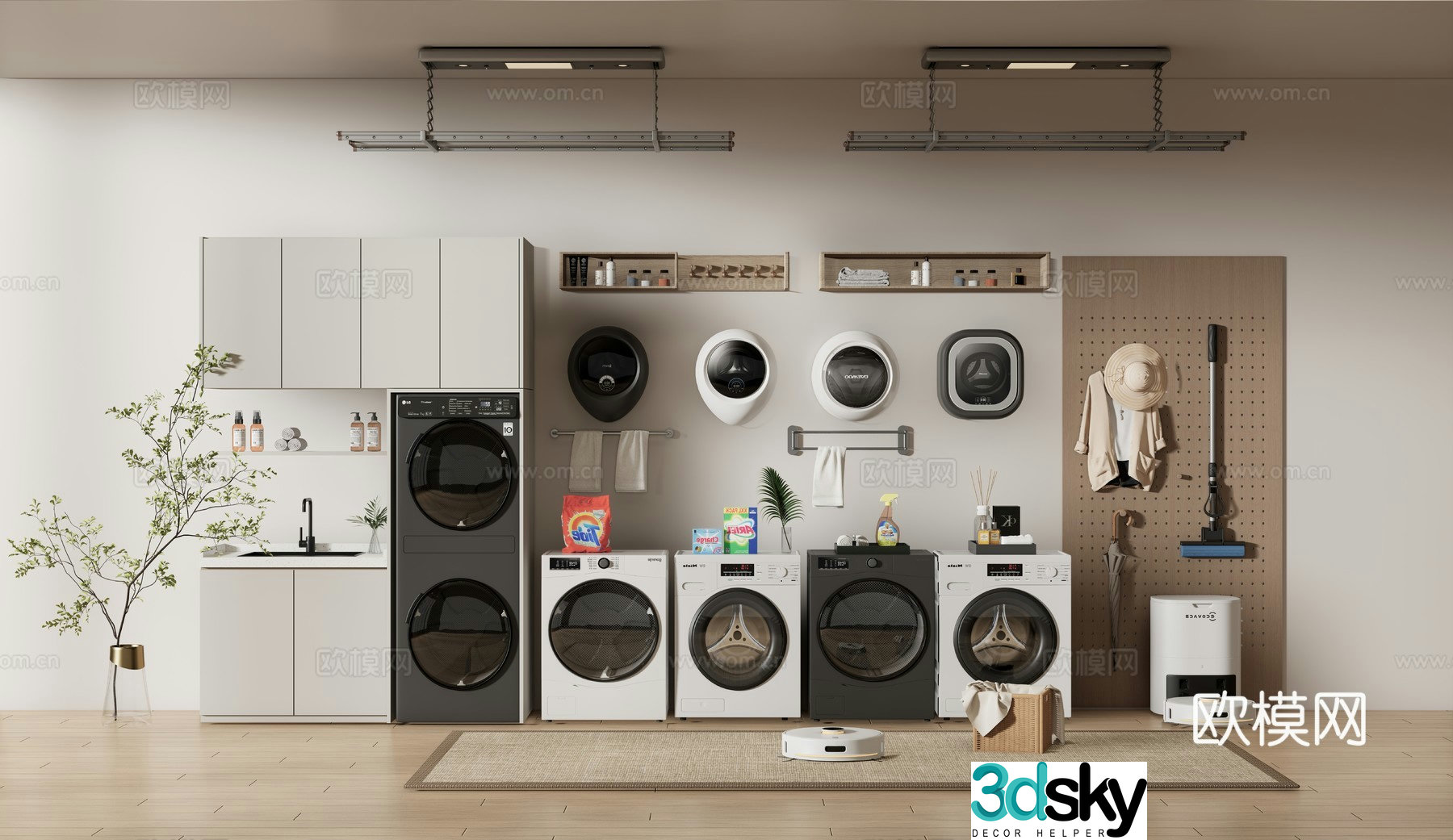 Modern washing machine washing machine cabinet dryer mini washing machine 3d model