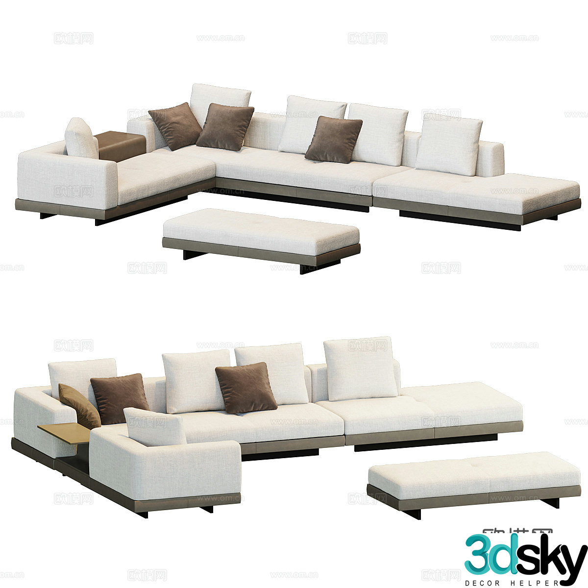 Multi-person sofa corner sofa 3d model