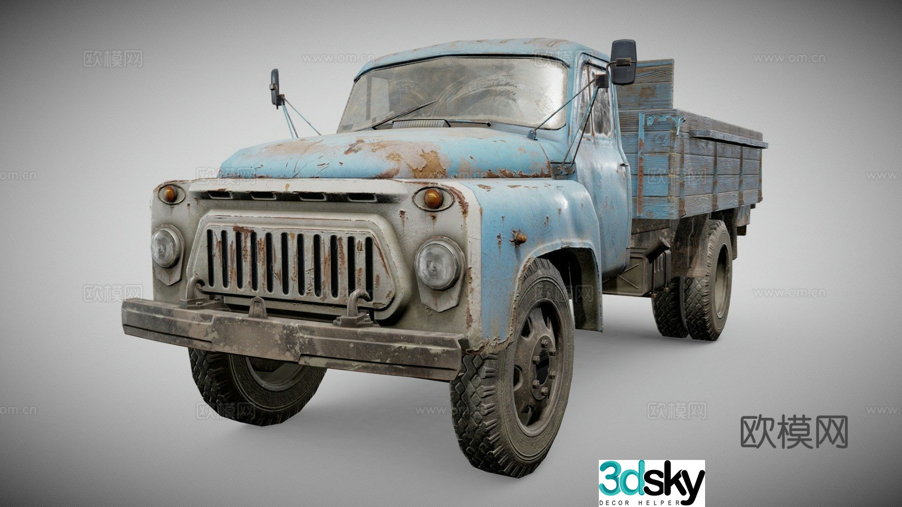rusty car truck 3d model