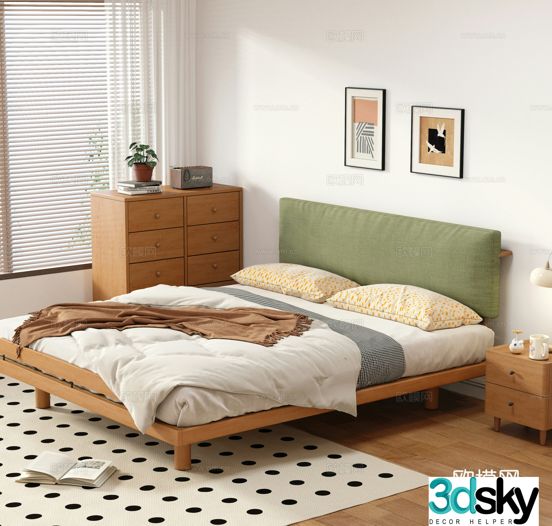 Japanese double bed 3d model