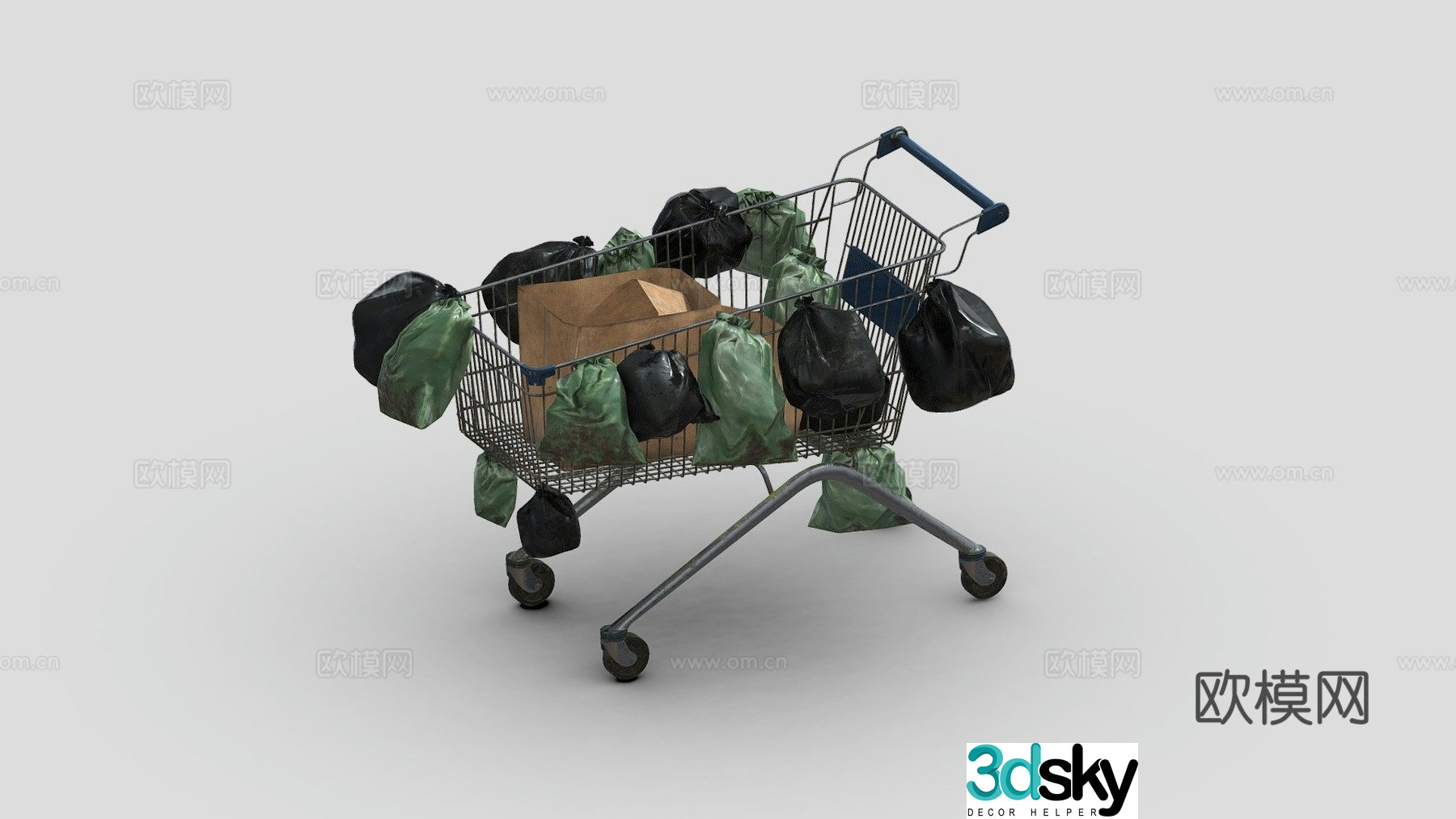 Supermarket shopping cart trolley 3d model