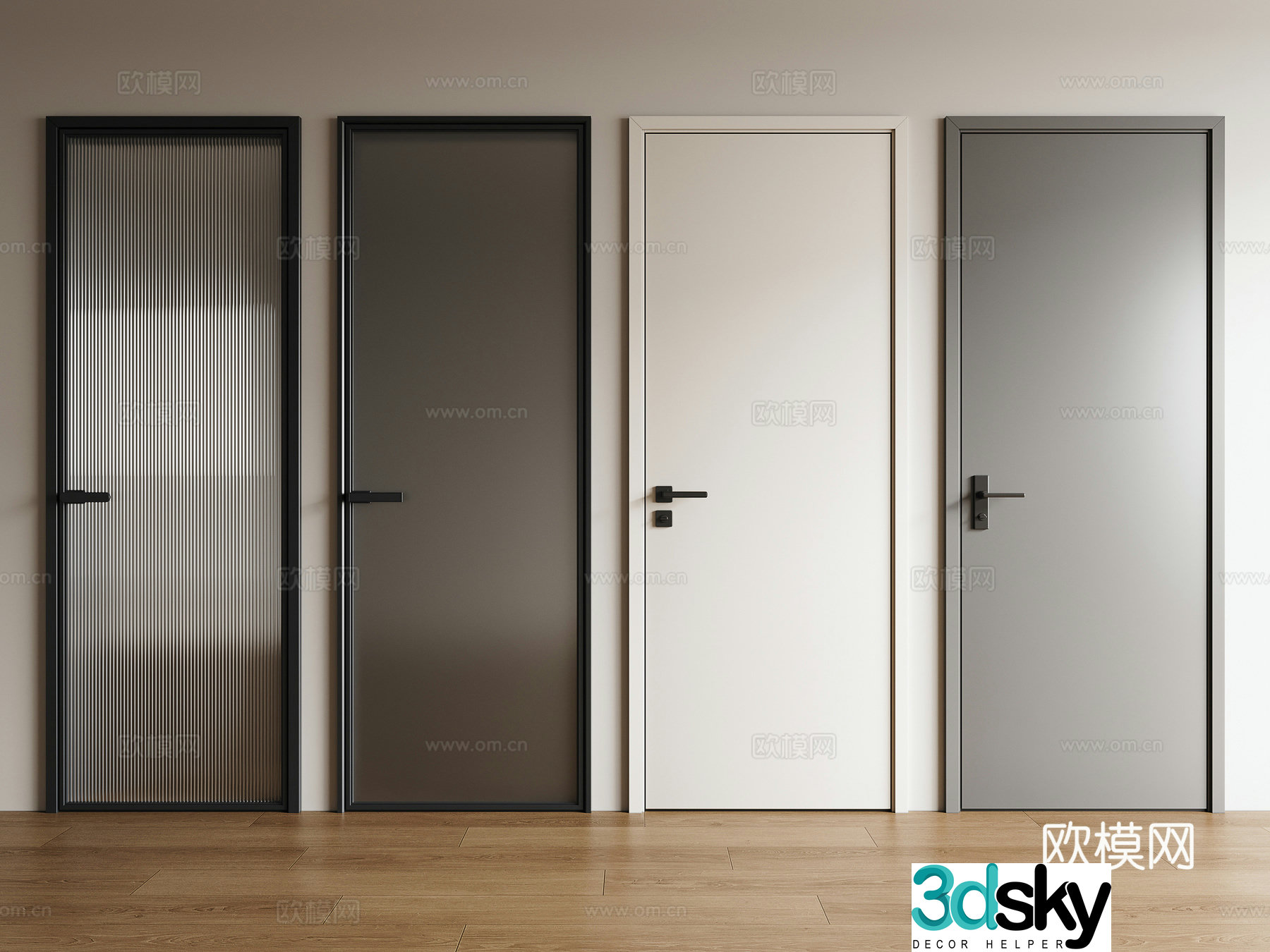 Single door swing door bathroom door bedroom door 3d model