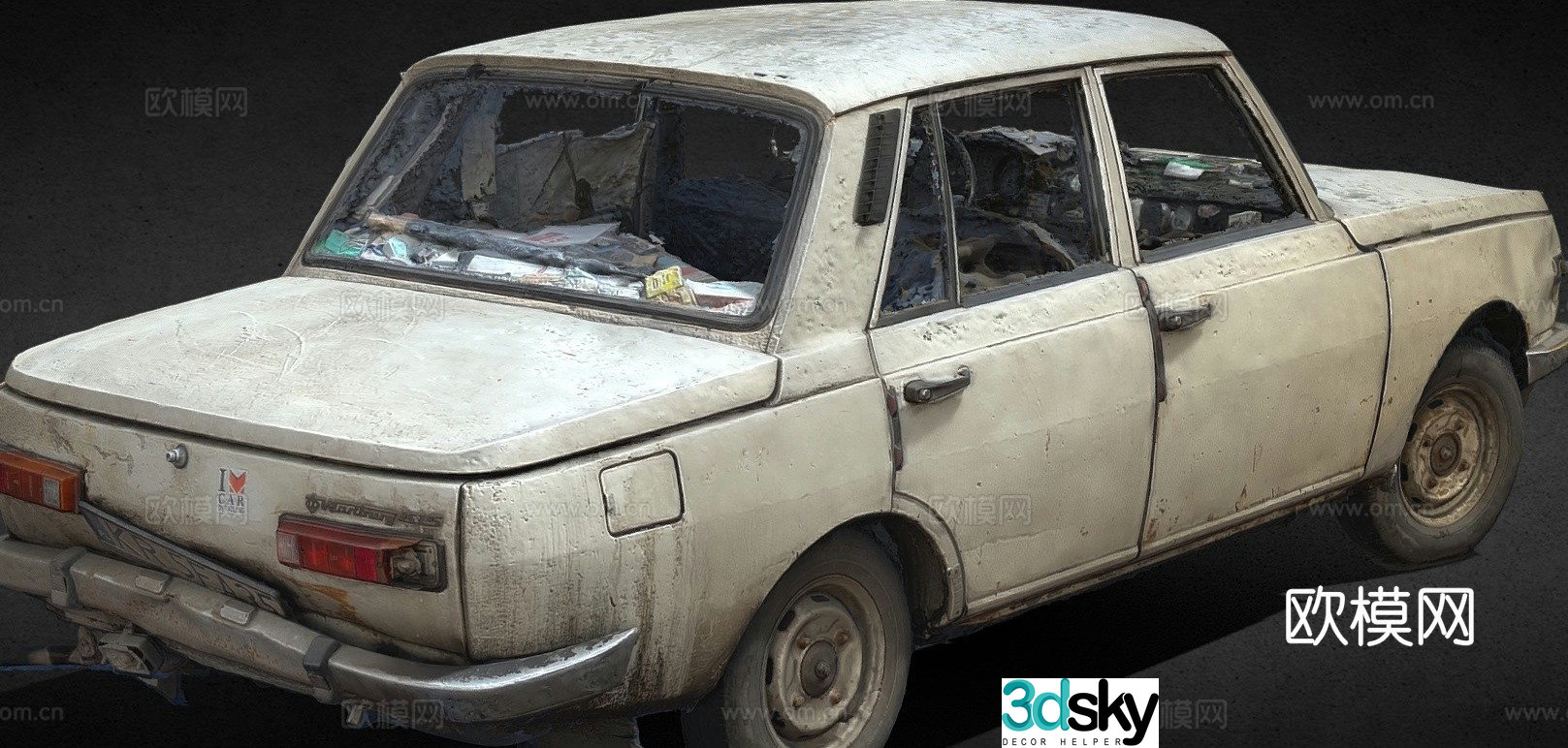 Abandoned DDR car sedan 3d model