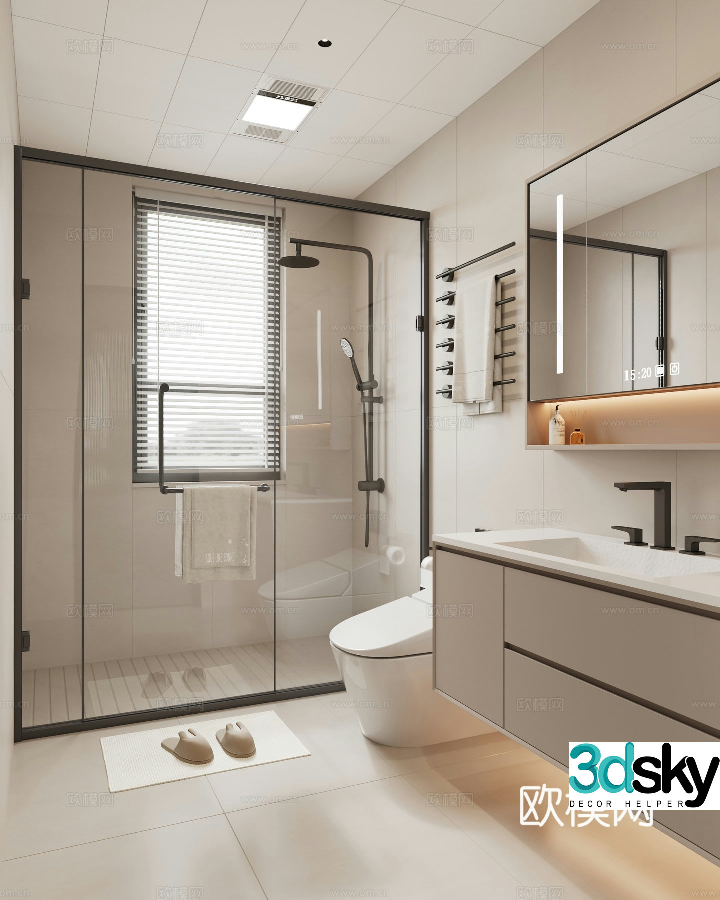 Cream style bathroom bathroom 3d model