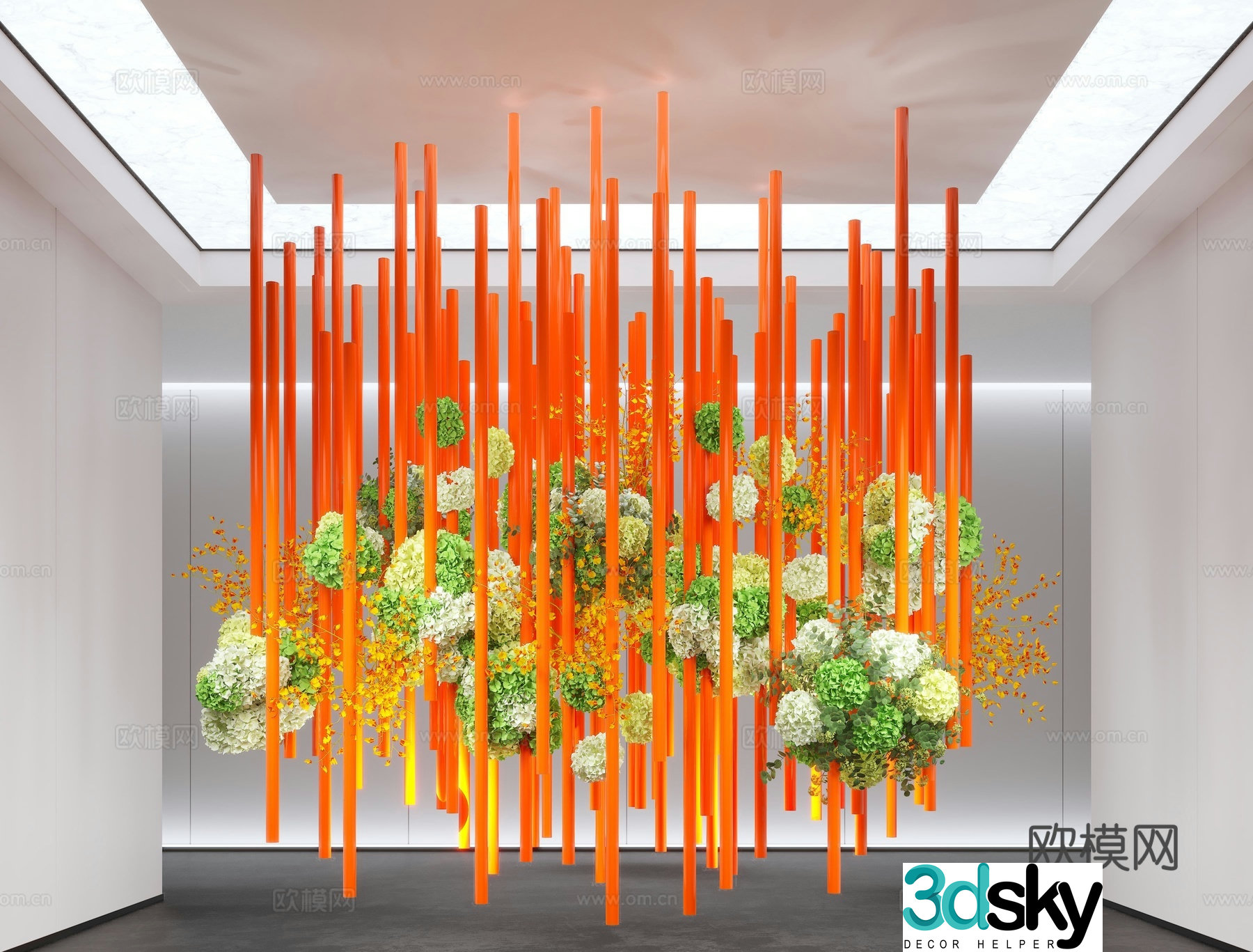 Indoor landscaping plant installation 3d model