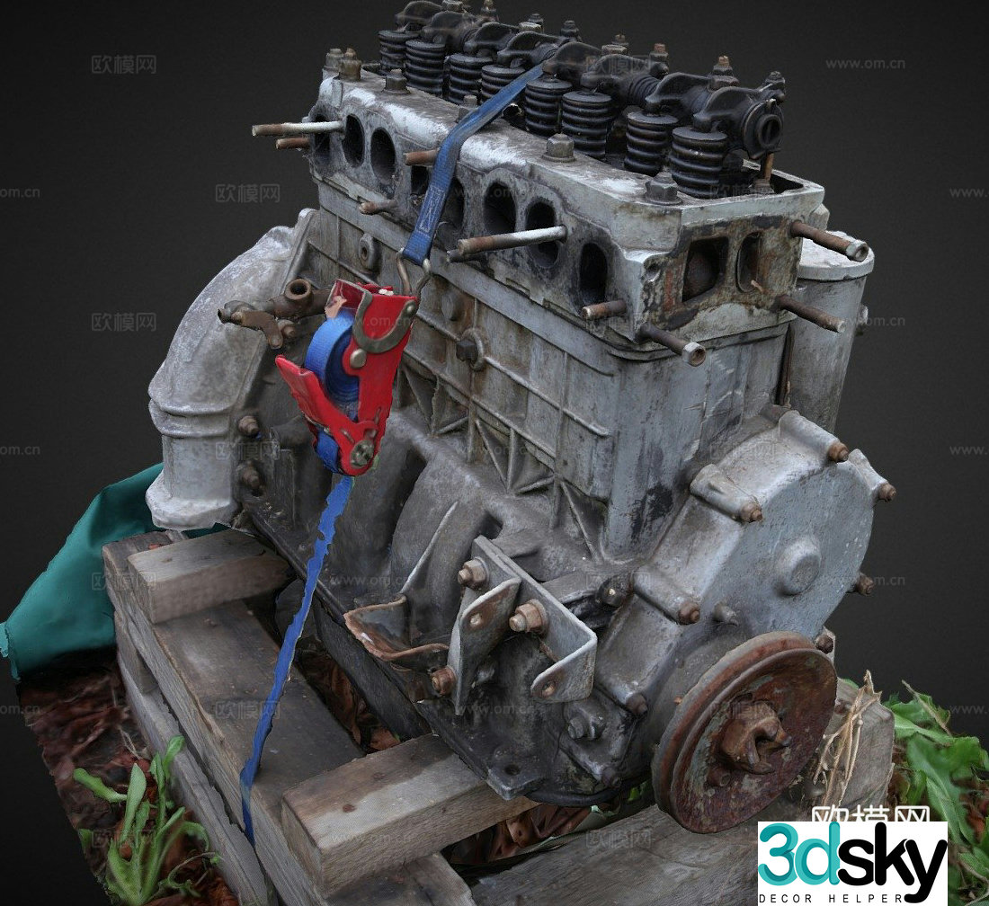 Engine wreckage industrial equipment 3d model