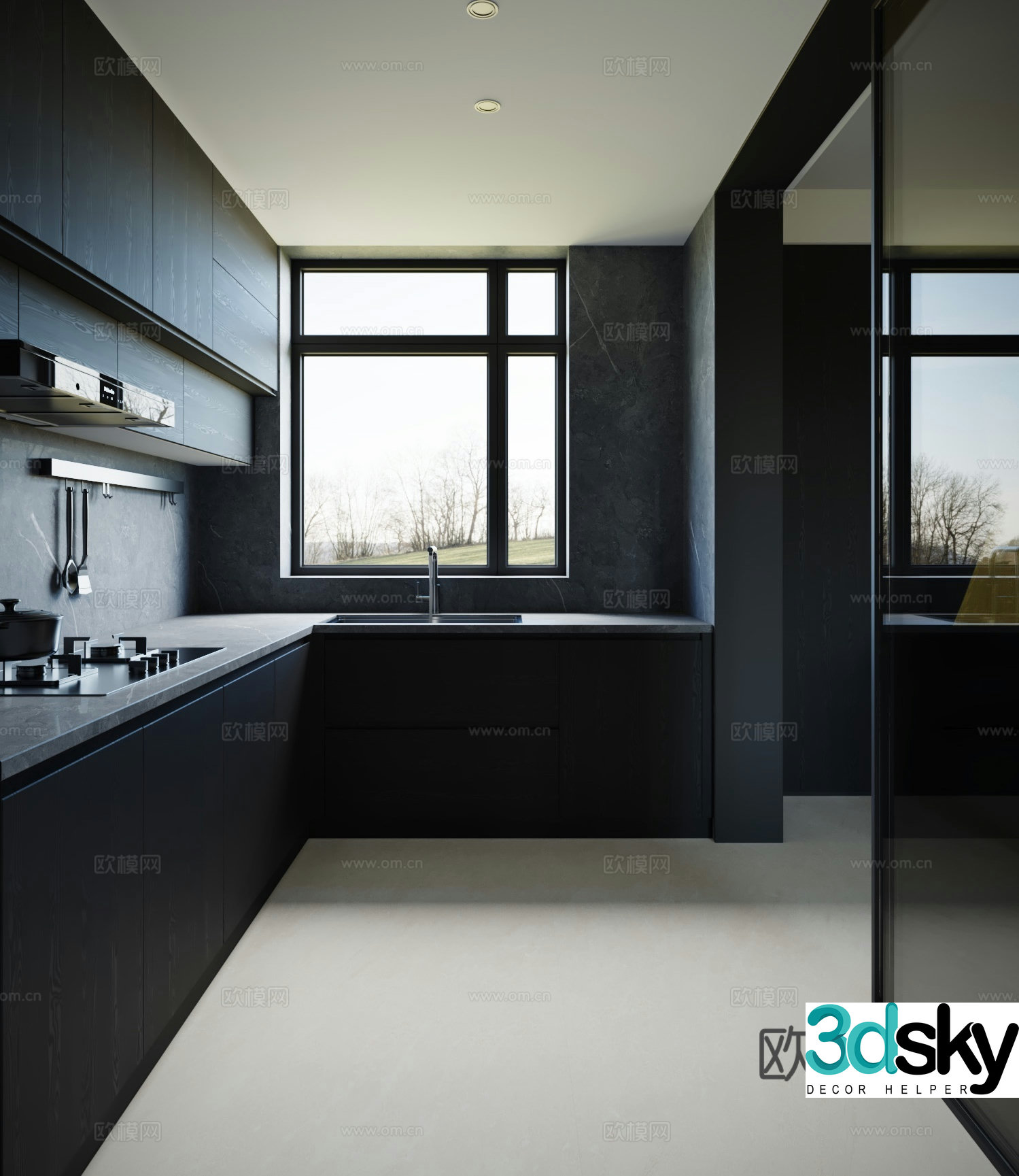 modern kitchen cabinet 3d model