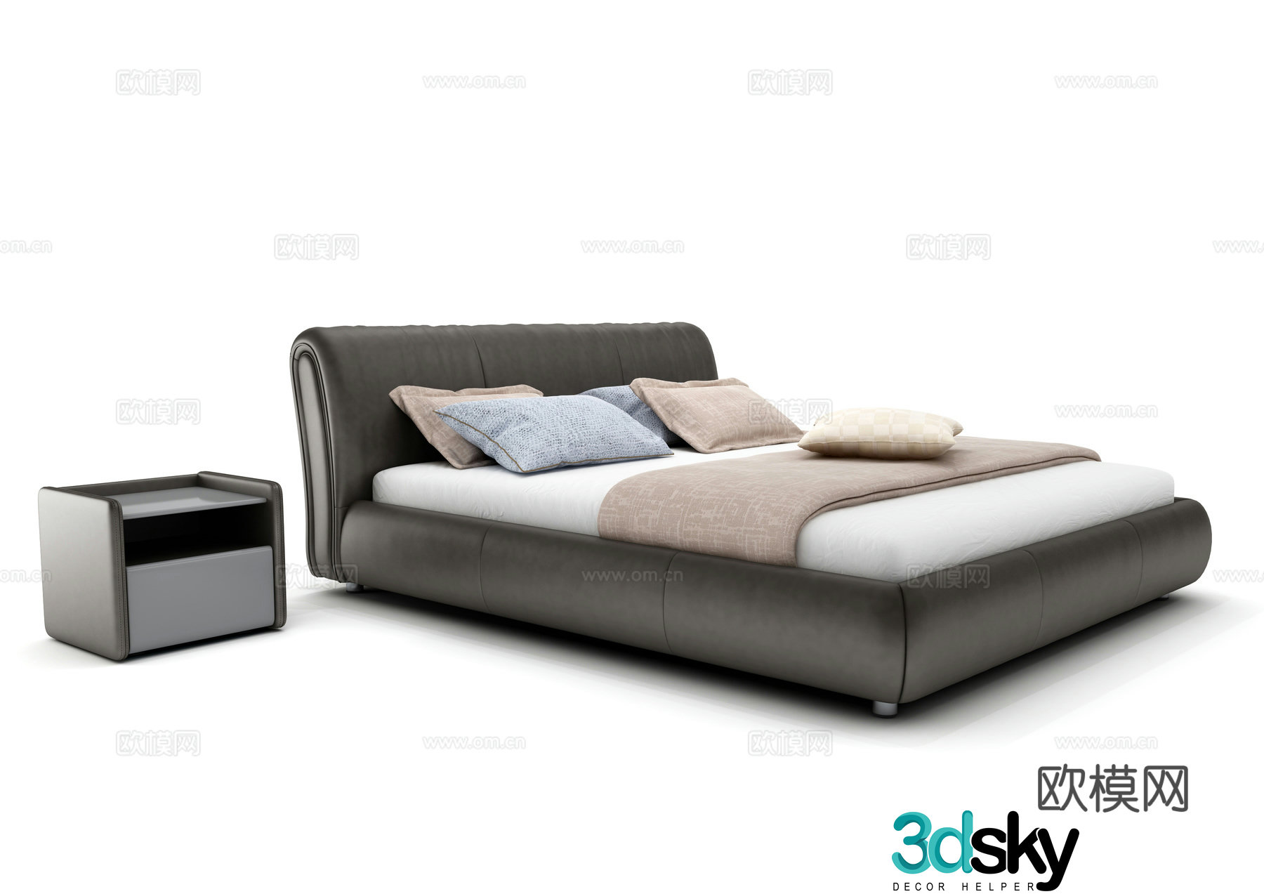 Modern double bed 3d model