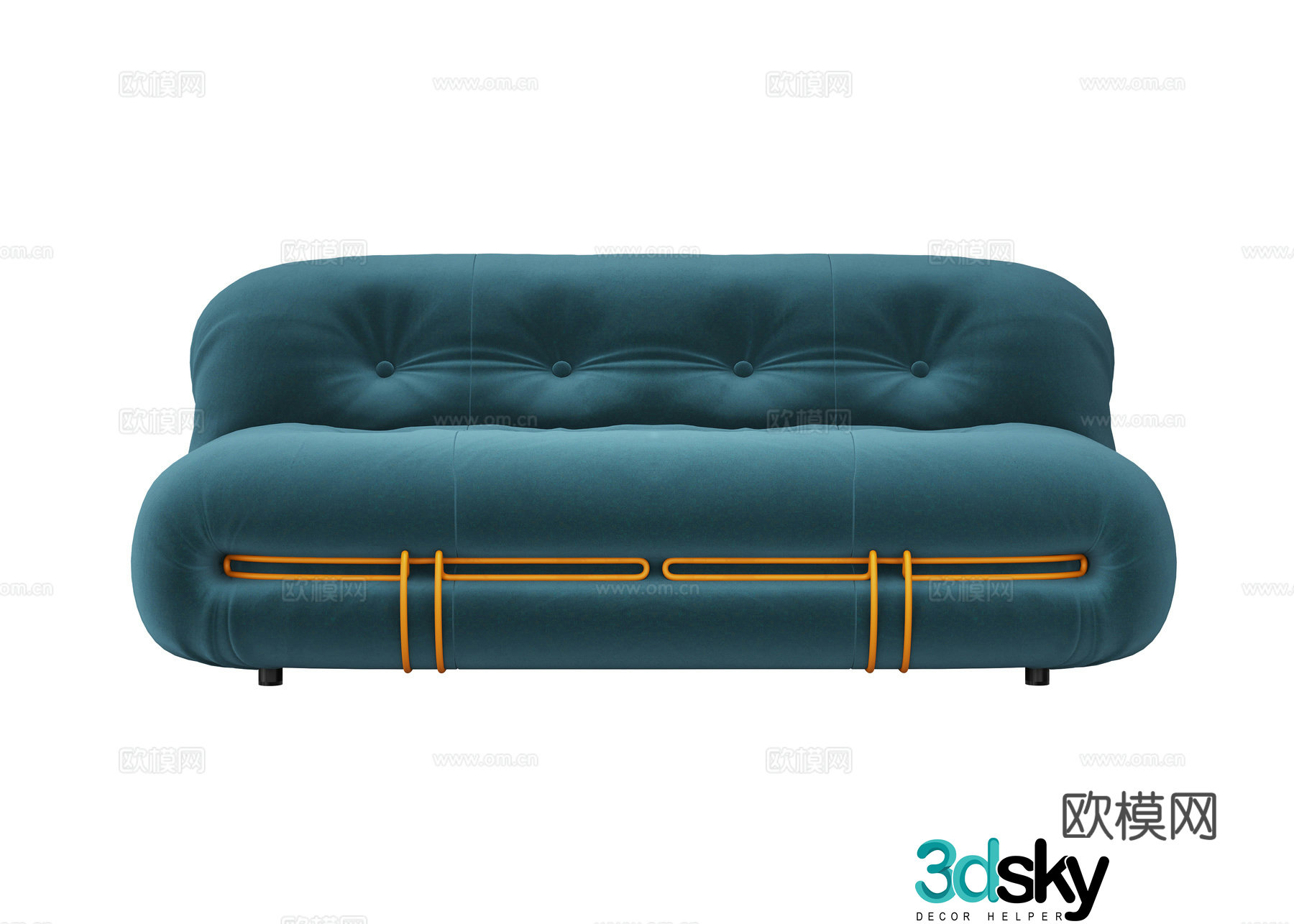 Three seater sofa upholstered sofa 3d model