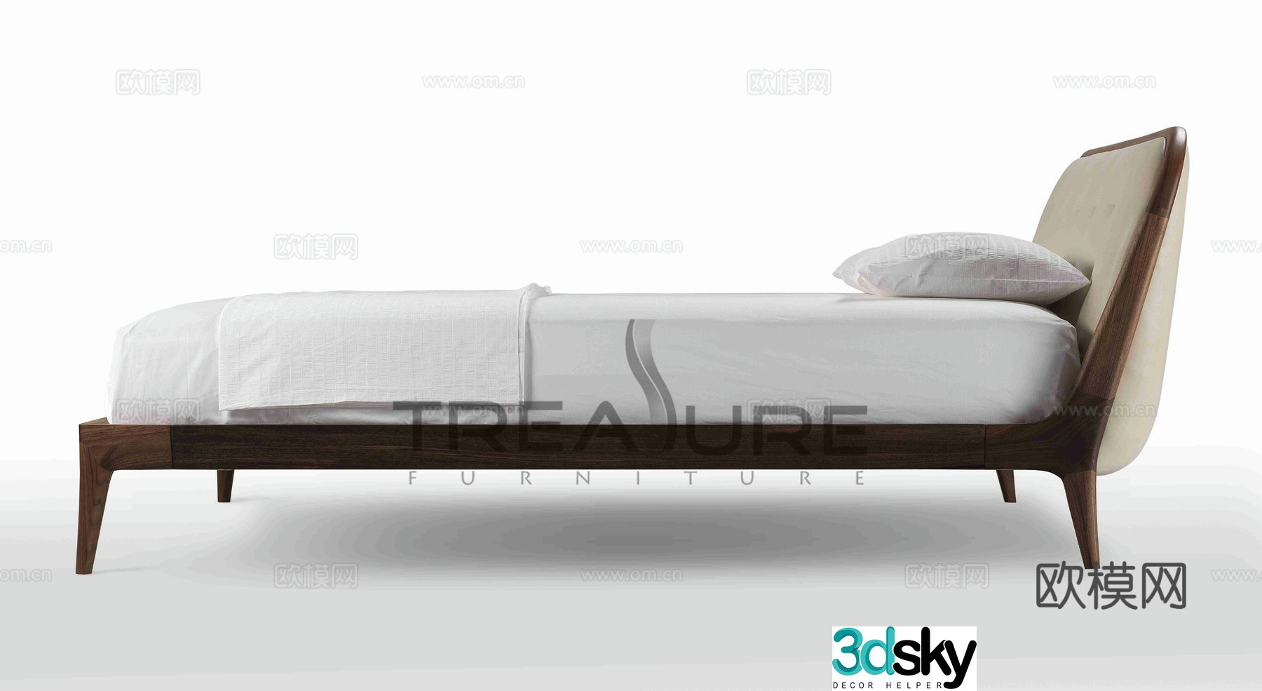 New Chinese style double bed 3d model