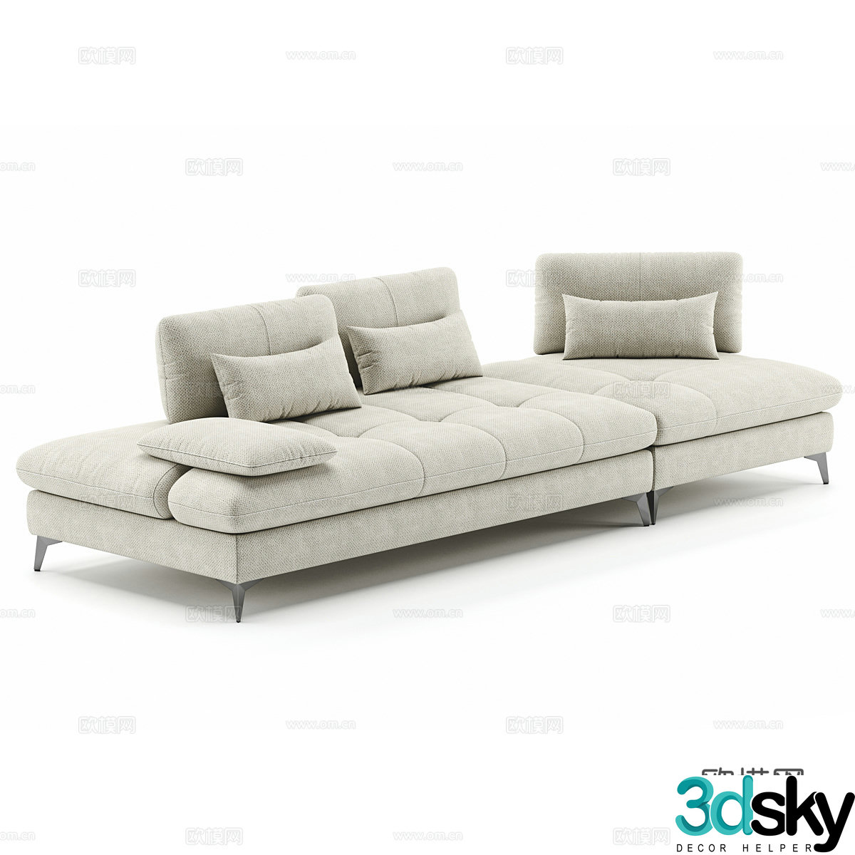 Three seater sofa upholstered sofa 3d model