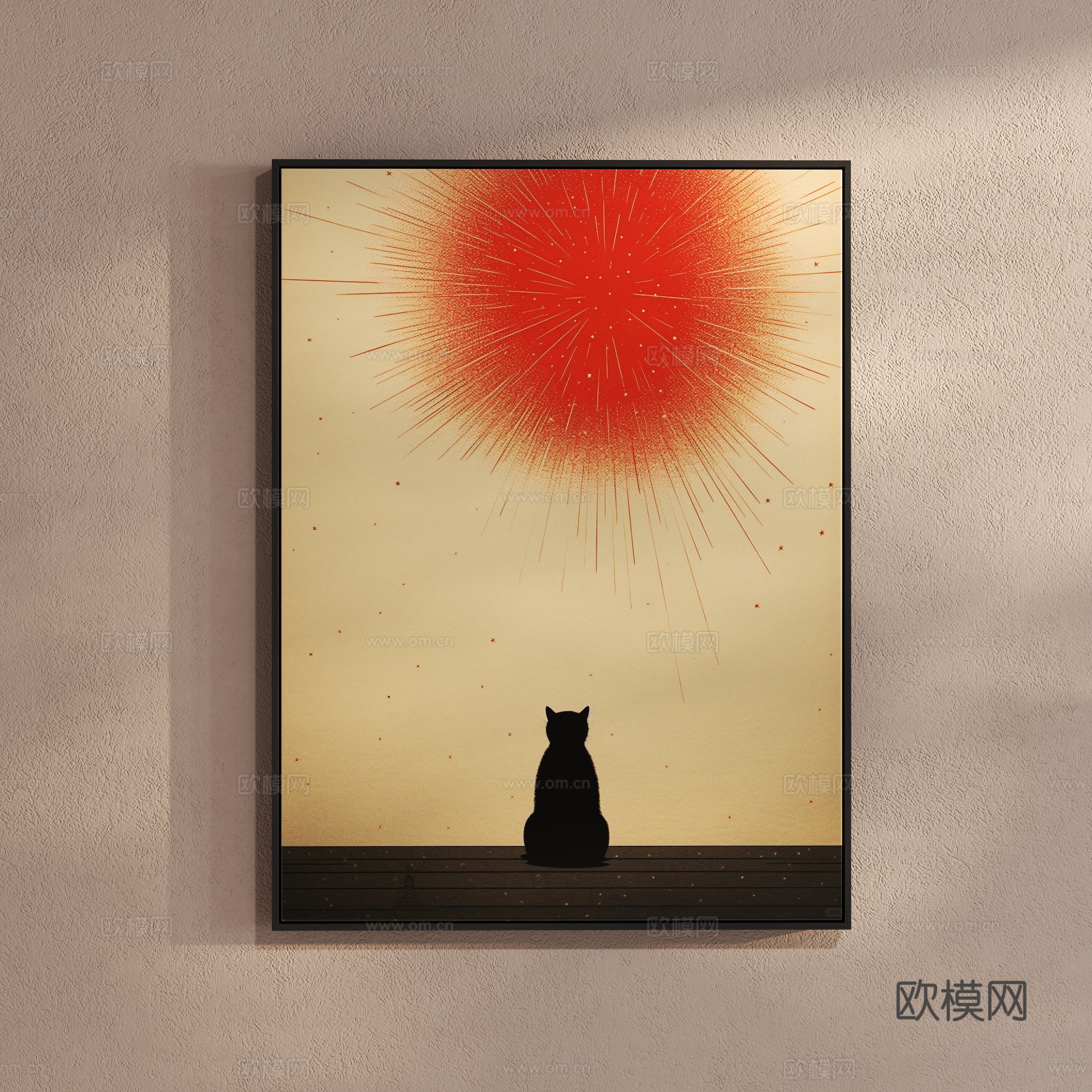 Modern cat art hanging painting 3d model