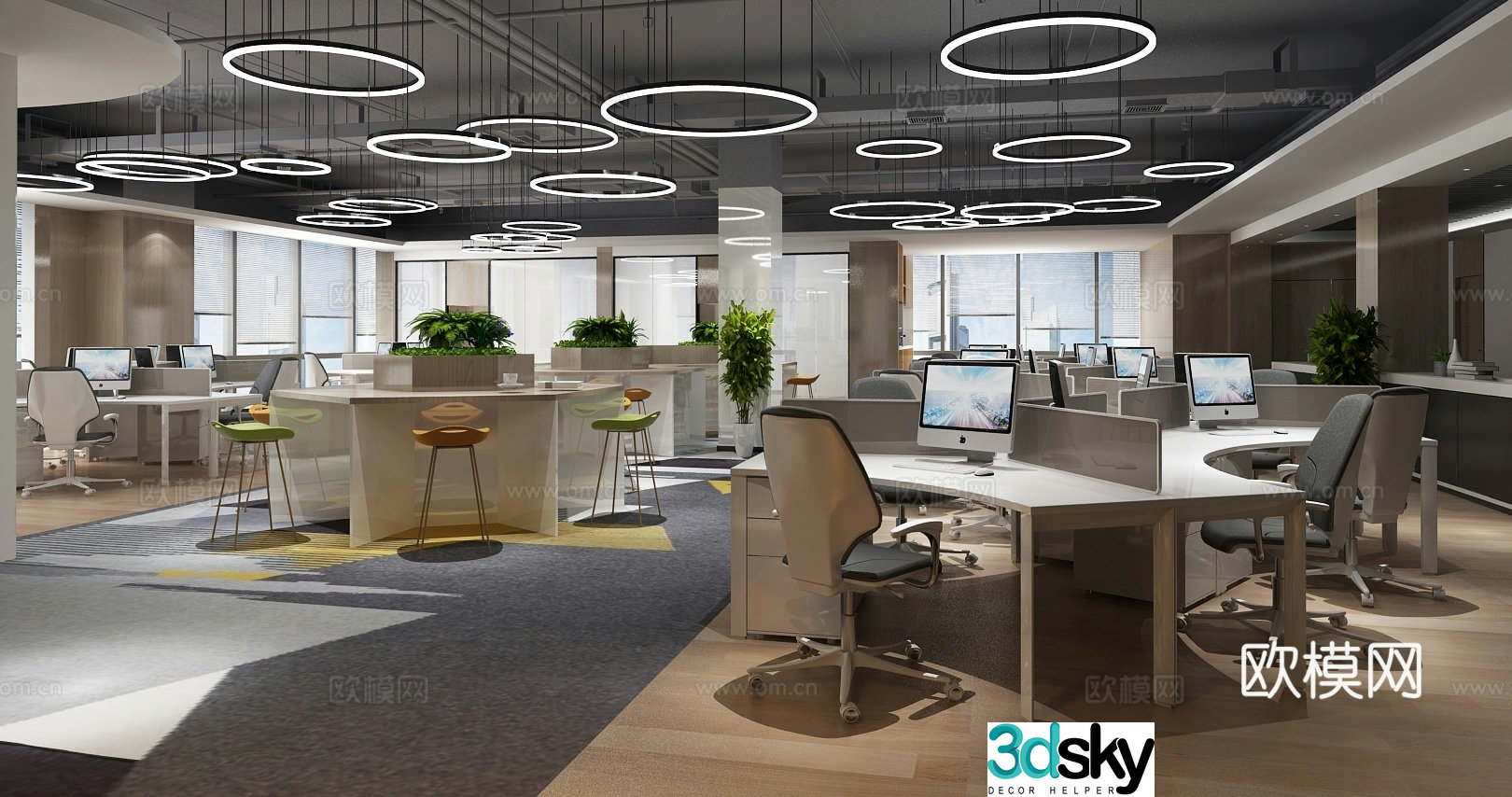 Open office area office 3d model