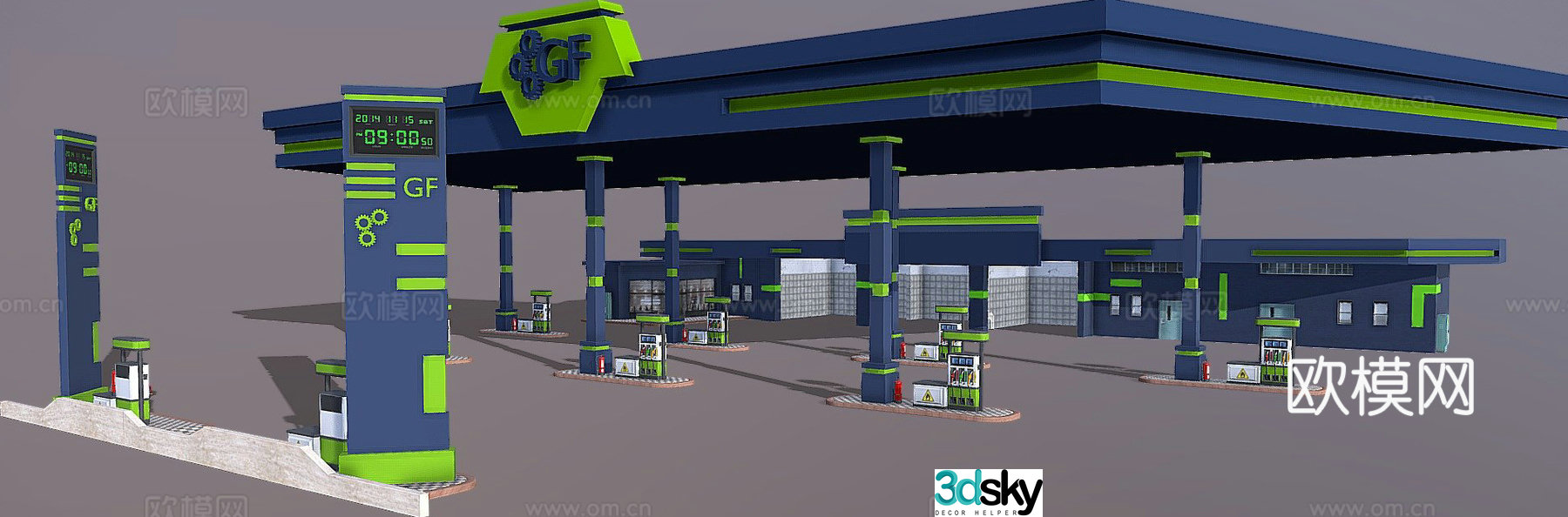 Modern gas station 3d model