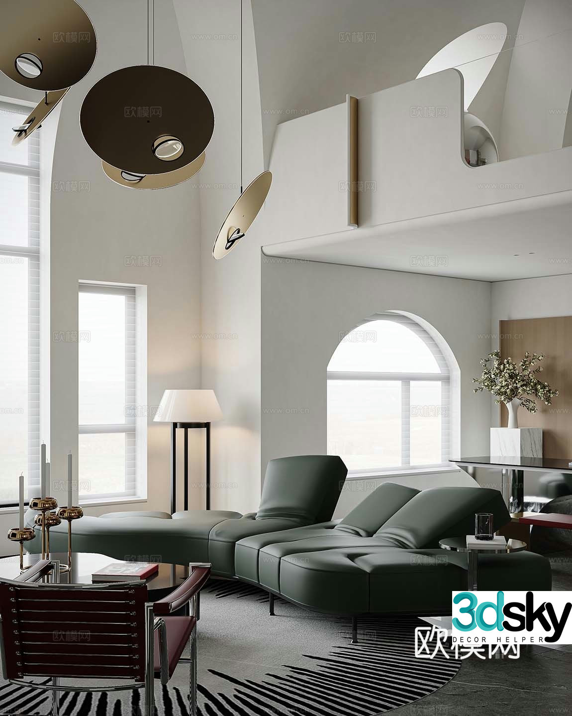 Modern modular sofa curved sofa 3d model