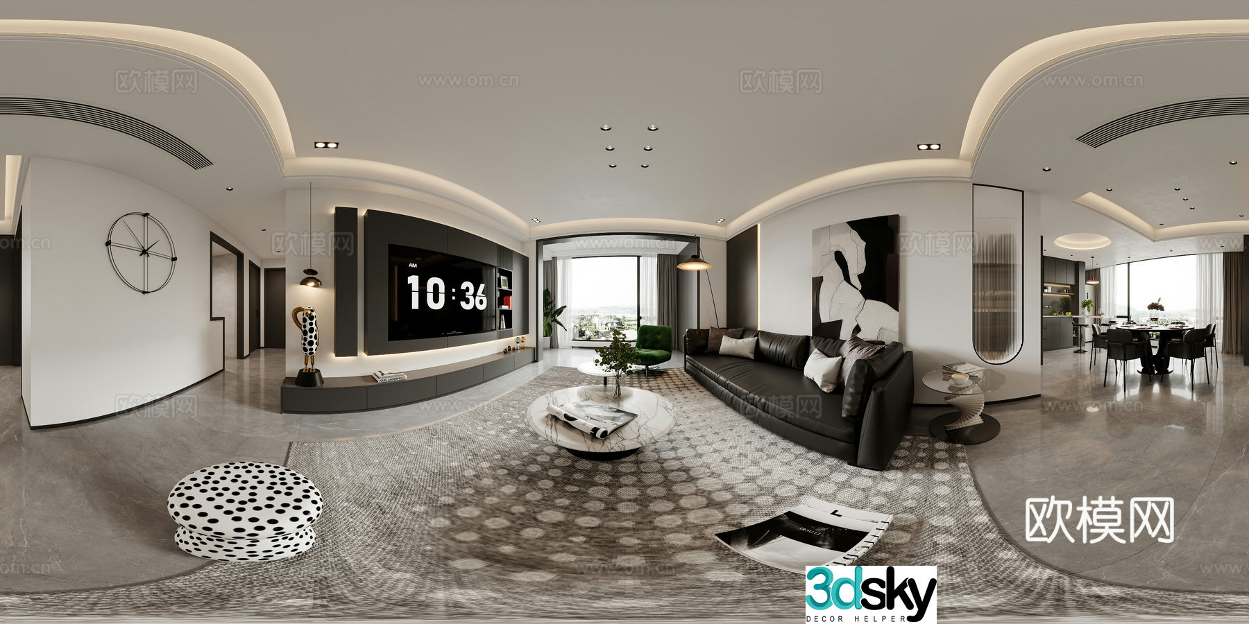 Modern guest restaurant cr panoramic 3d model