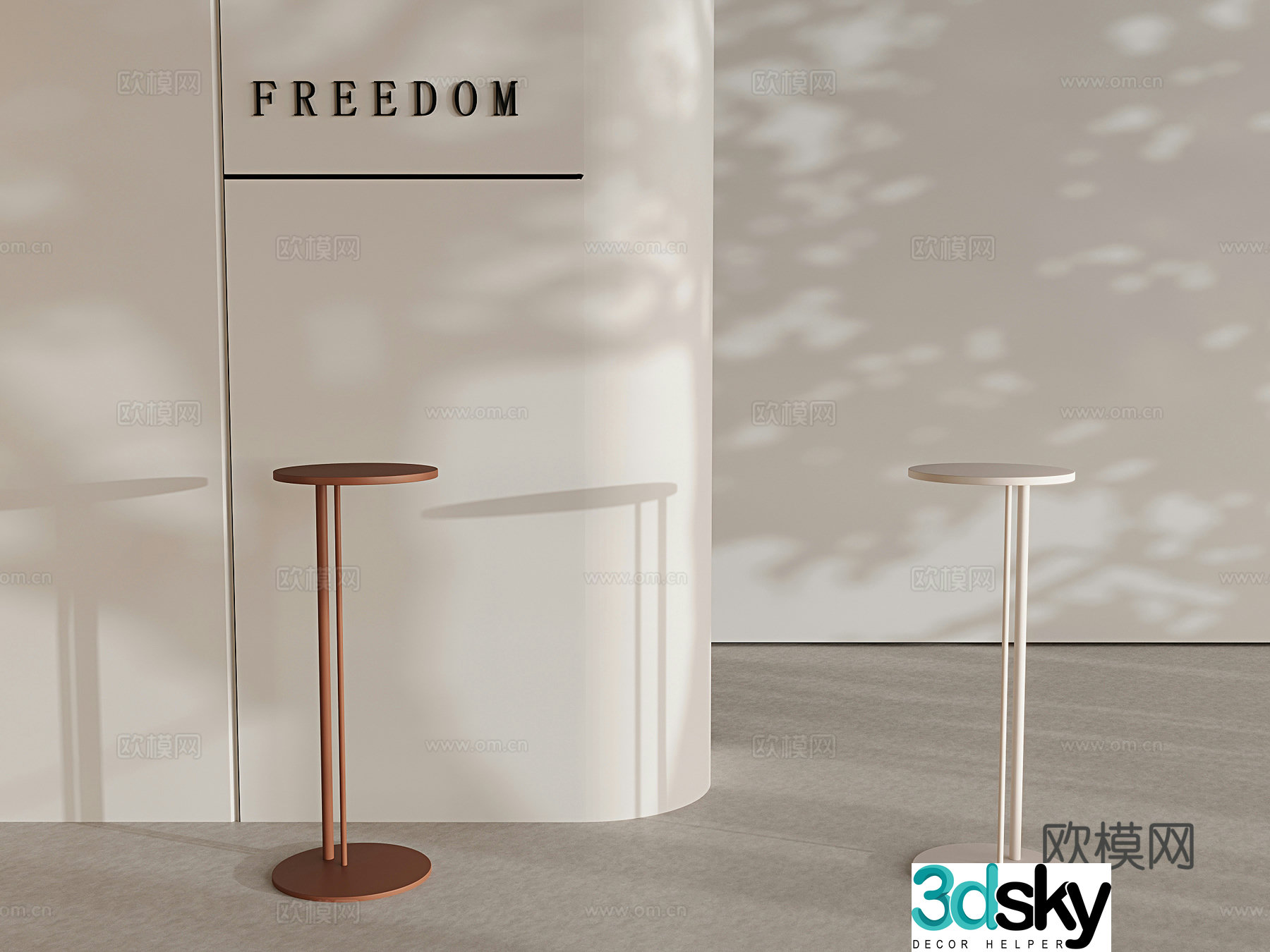 Modern round table side table small coffee table 3D model