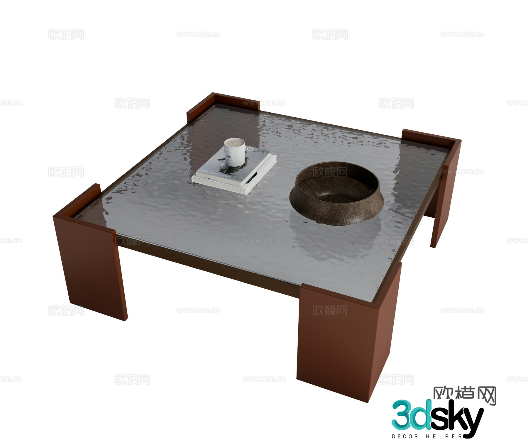 Square coffee table water ripple coffee table 3d model