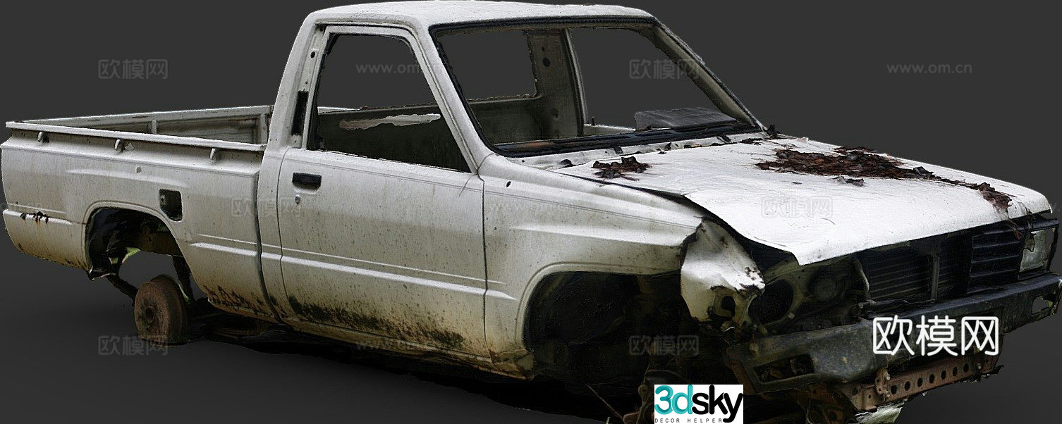 dilapidated car pickup 3d model