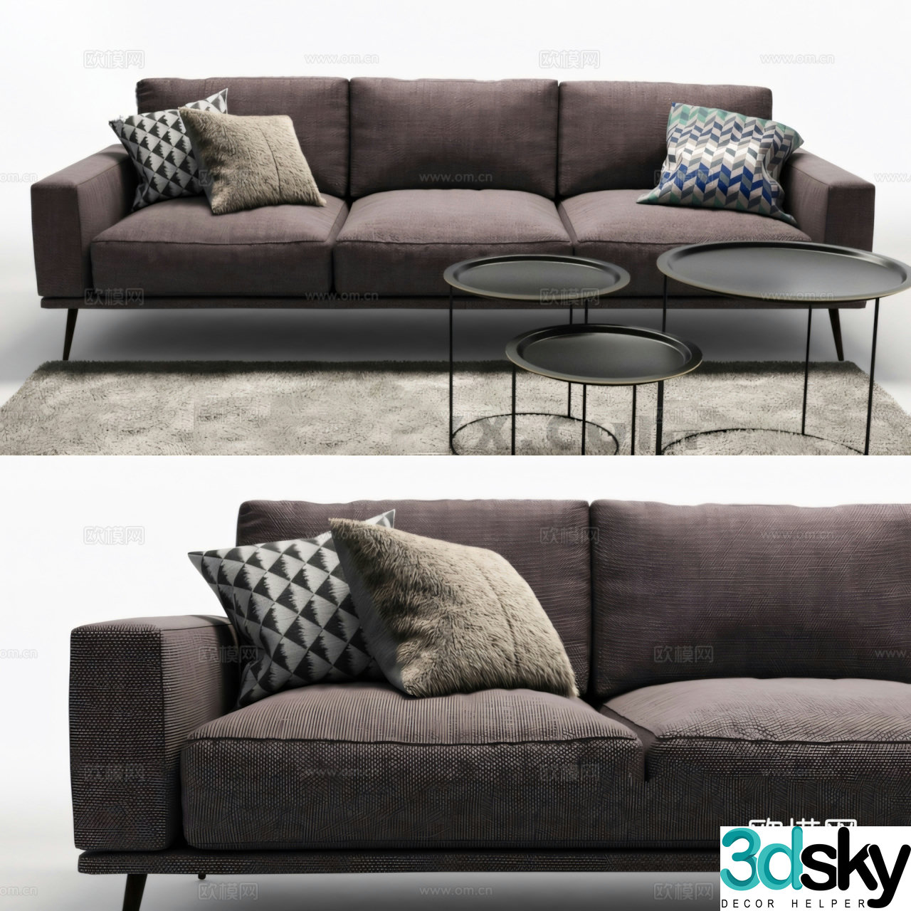 3D model of three seater sofa