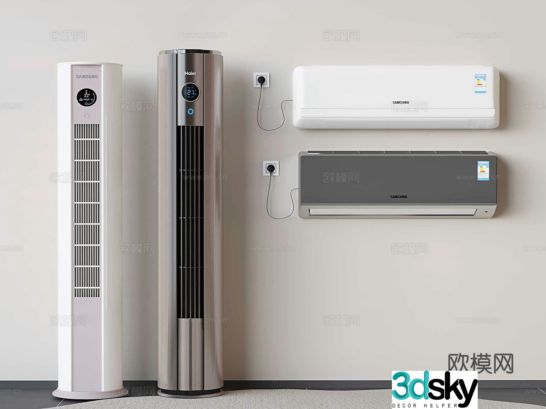 Vertical air conditioner cylindrical air conditioner wall air conditioner 3D model