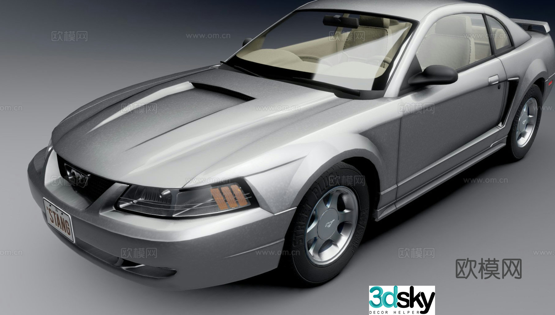 silver car sedan 3d model