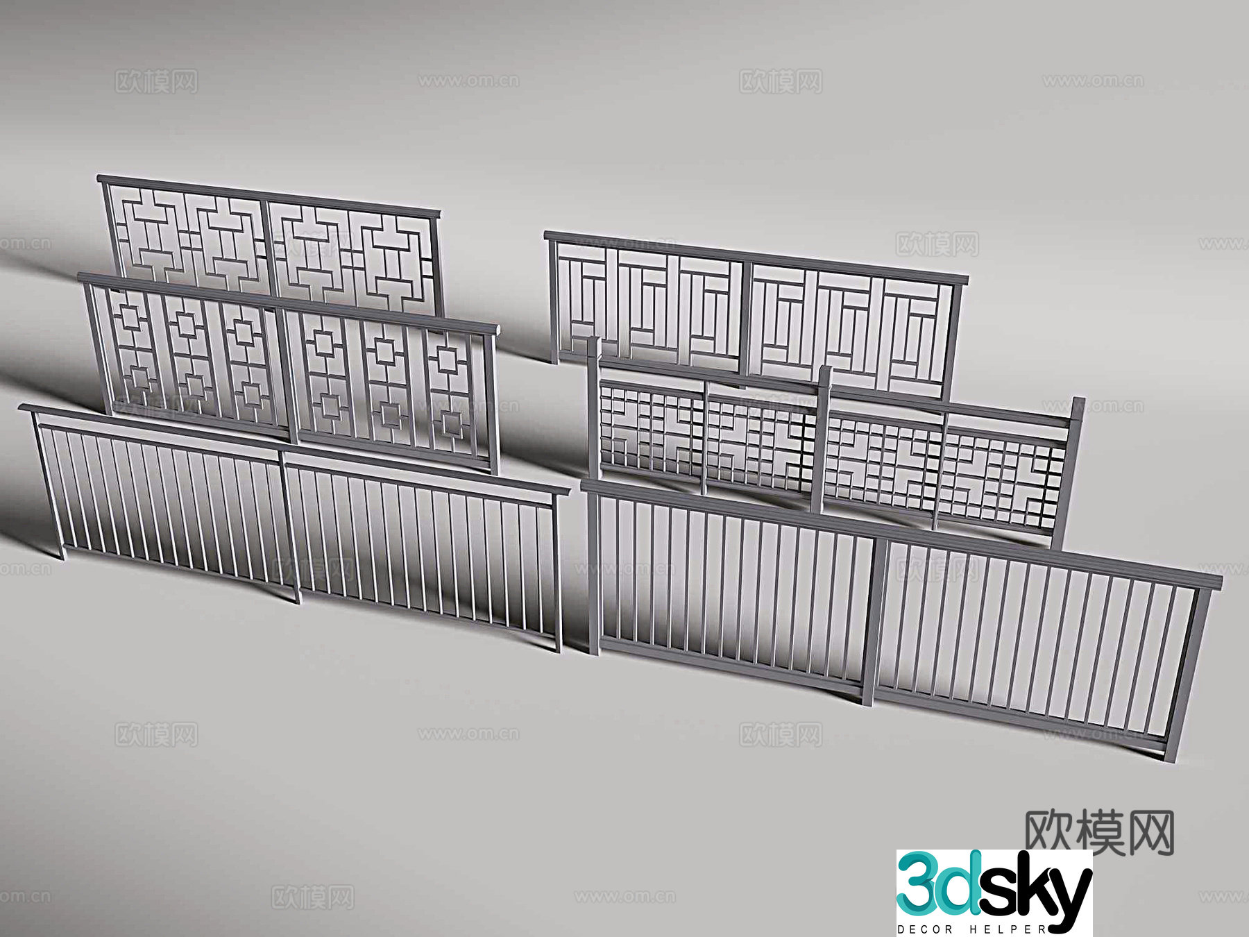 Iron railing fence guardrail 3d model
