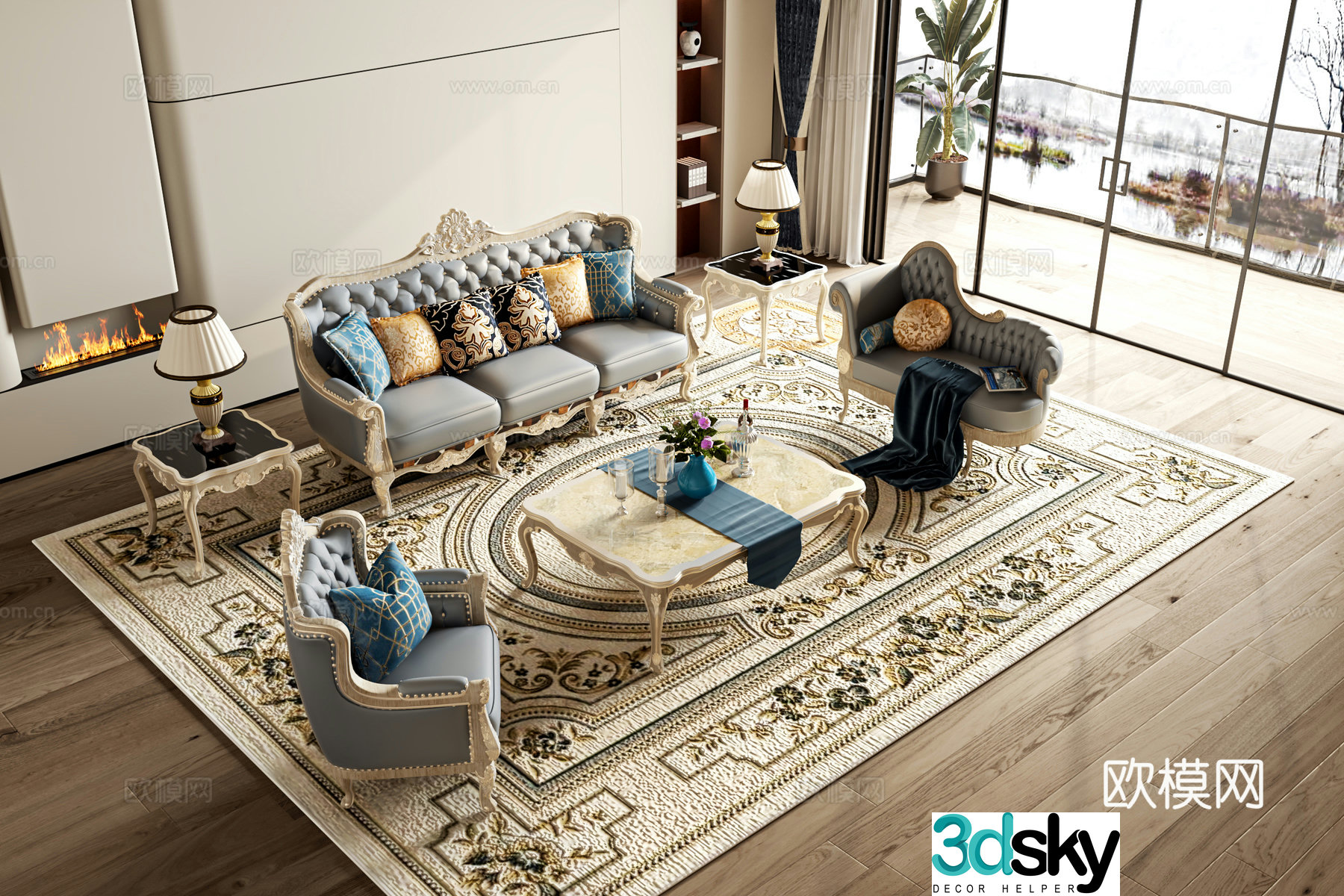 European style modular sofa 3d model