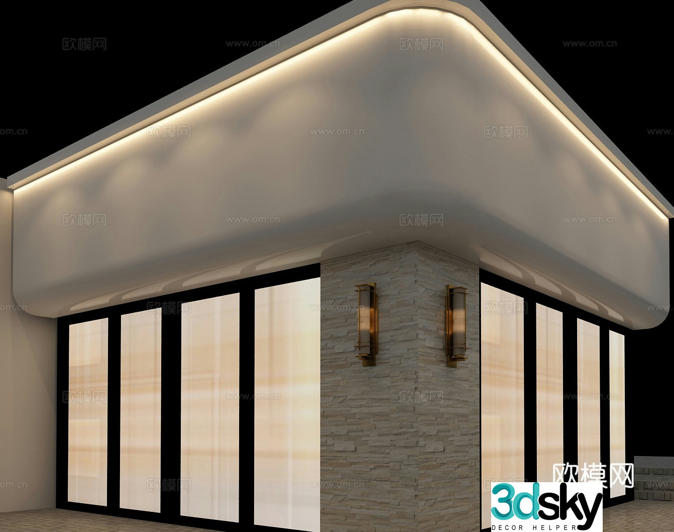 Commercial door facade sign advertising 3d model