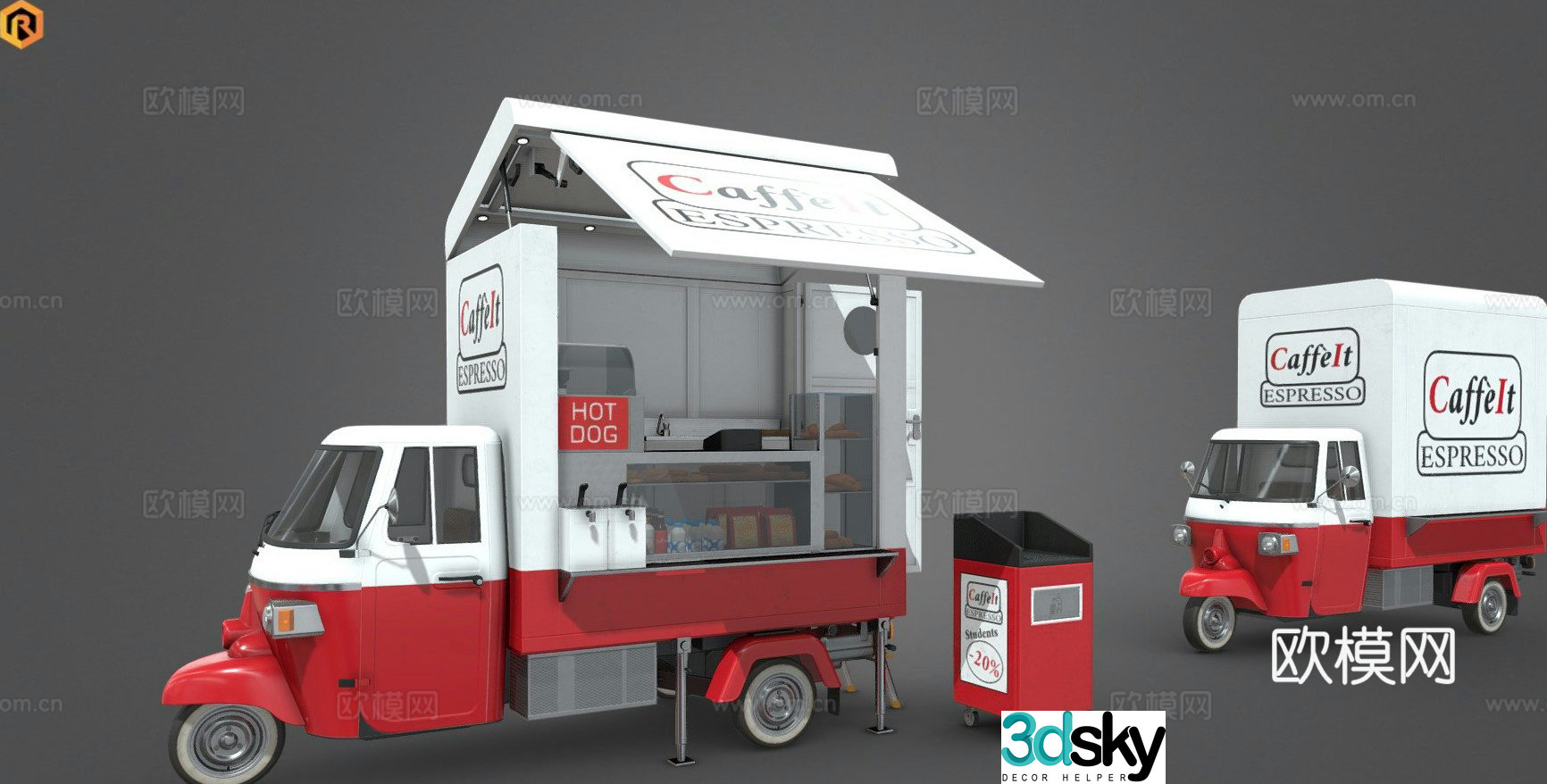 Food cart vending cart stall cart 3d model