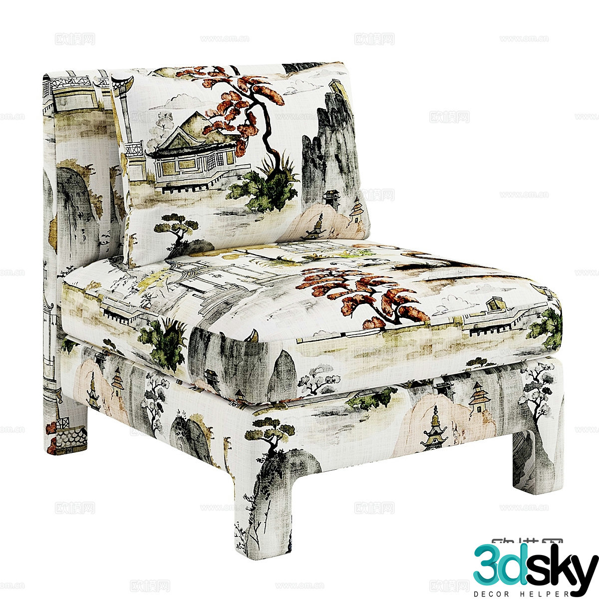 Modern single sofa calico sofa 3d model