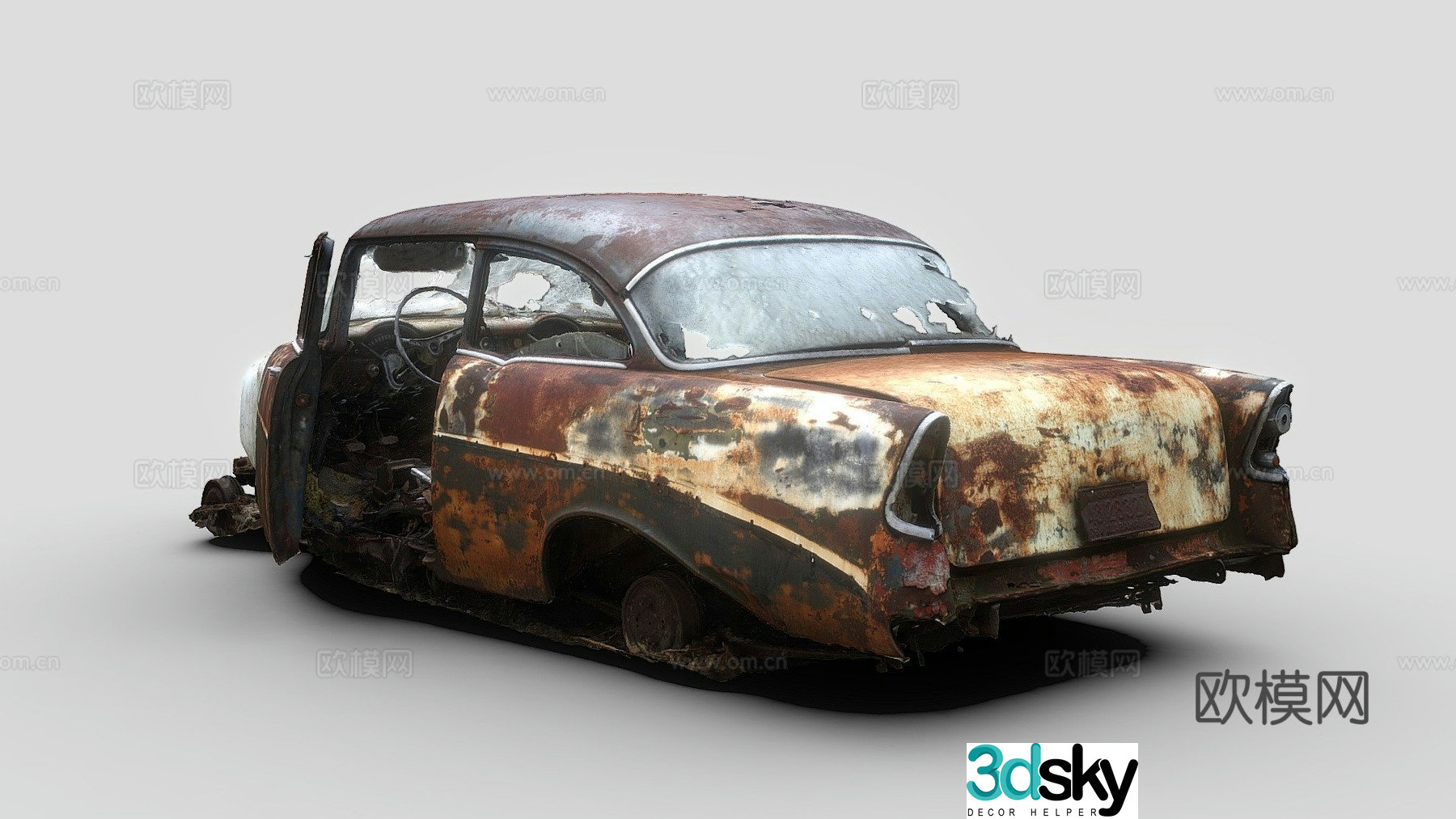 rusty car sedan 3d model