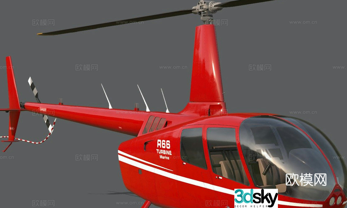 Robinson R66 airplane helicopter 3d model