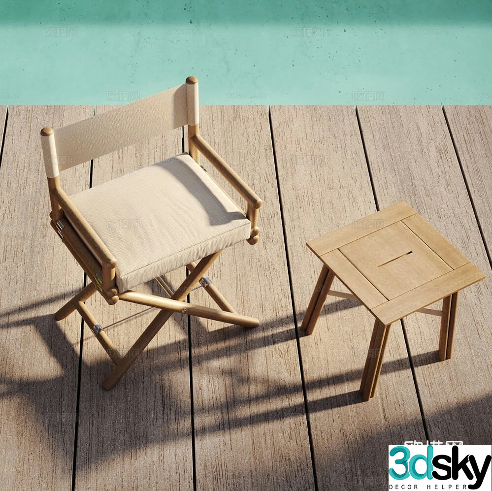 Braid folding chair outdoor folding chair 3d model