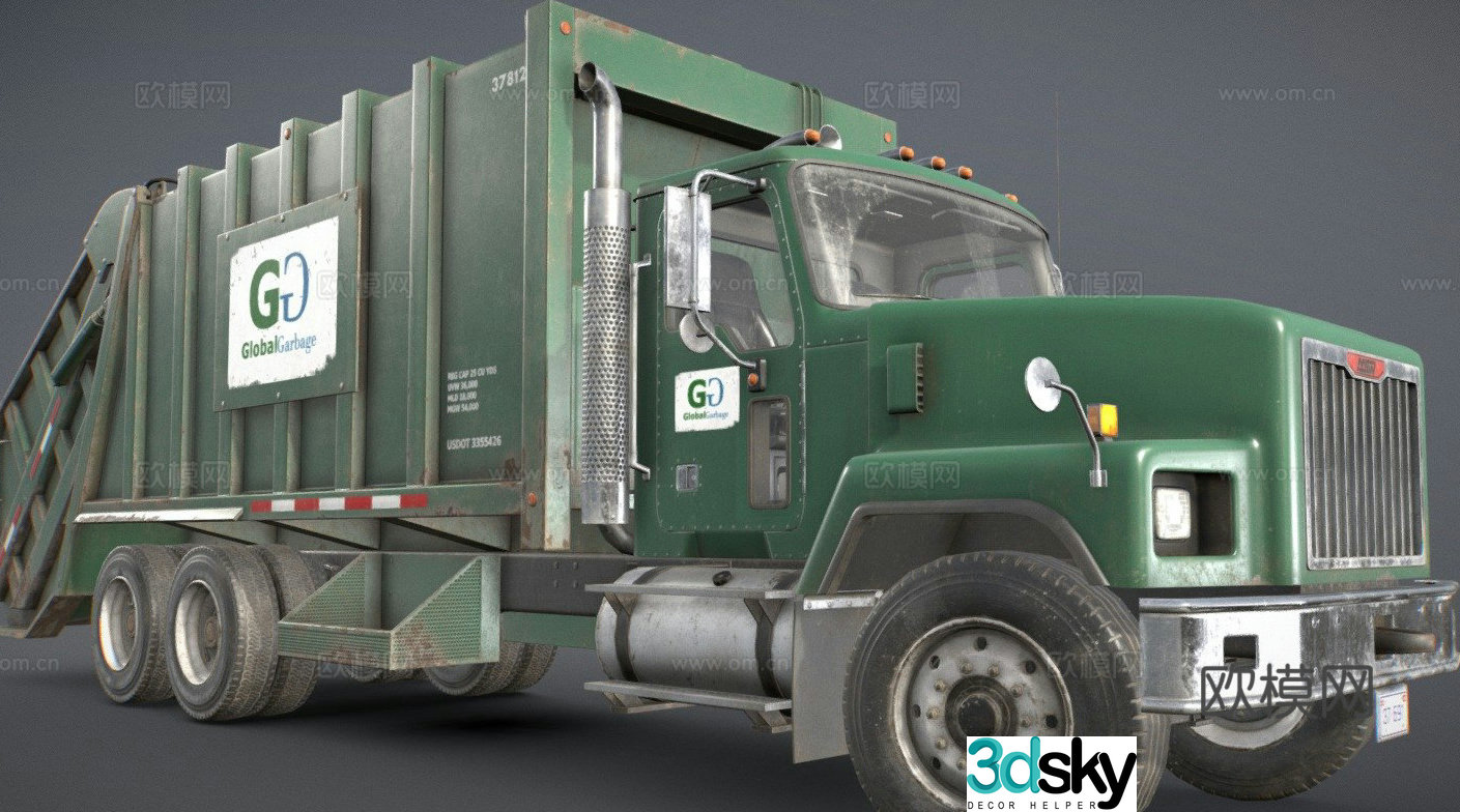 classic garbage truck 3d model