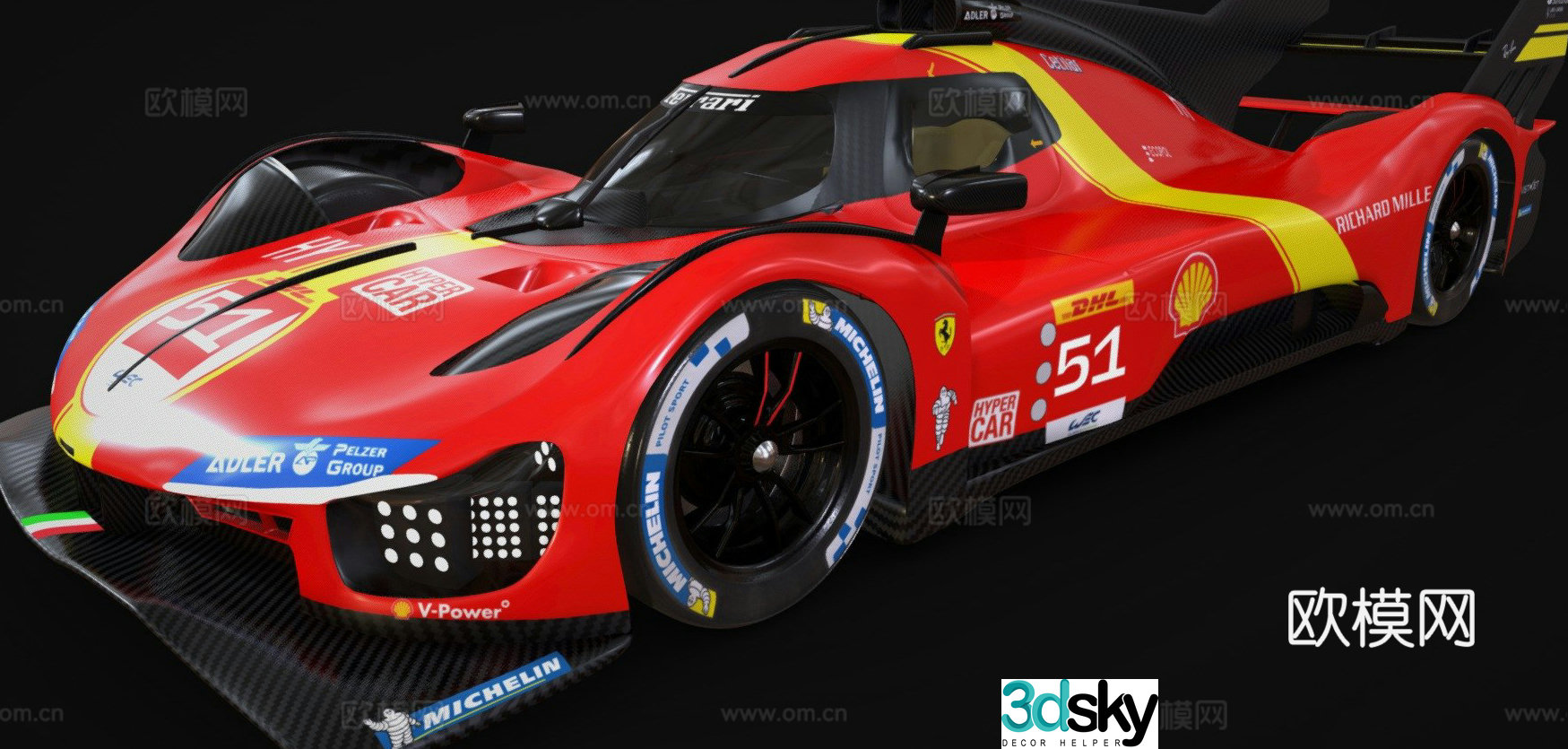 ferrari 499p car sports car supercar 3d model