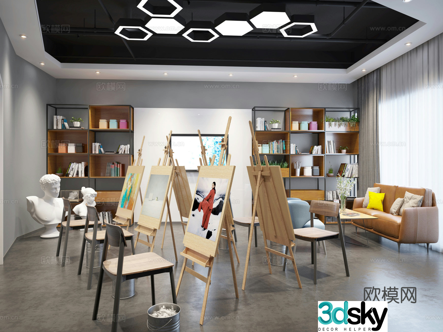 Modern studio training center 3d model