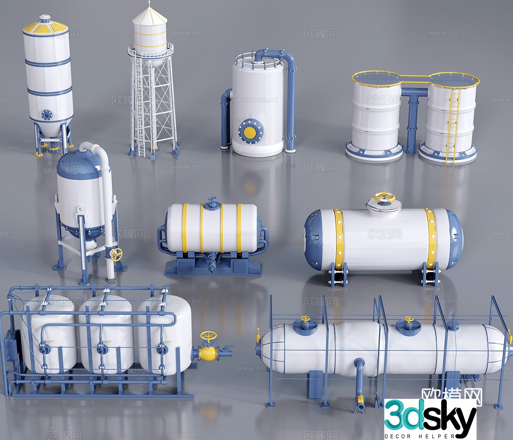 Modern industrial equipment storage tank chemical storage tank oil tank 3d model
