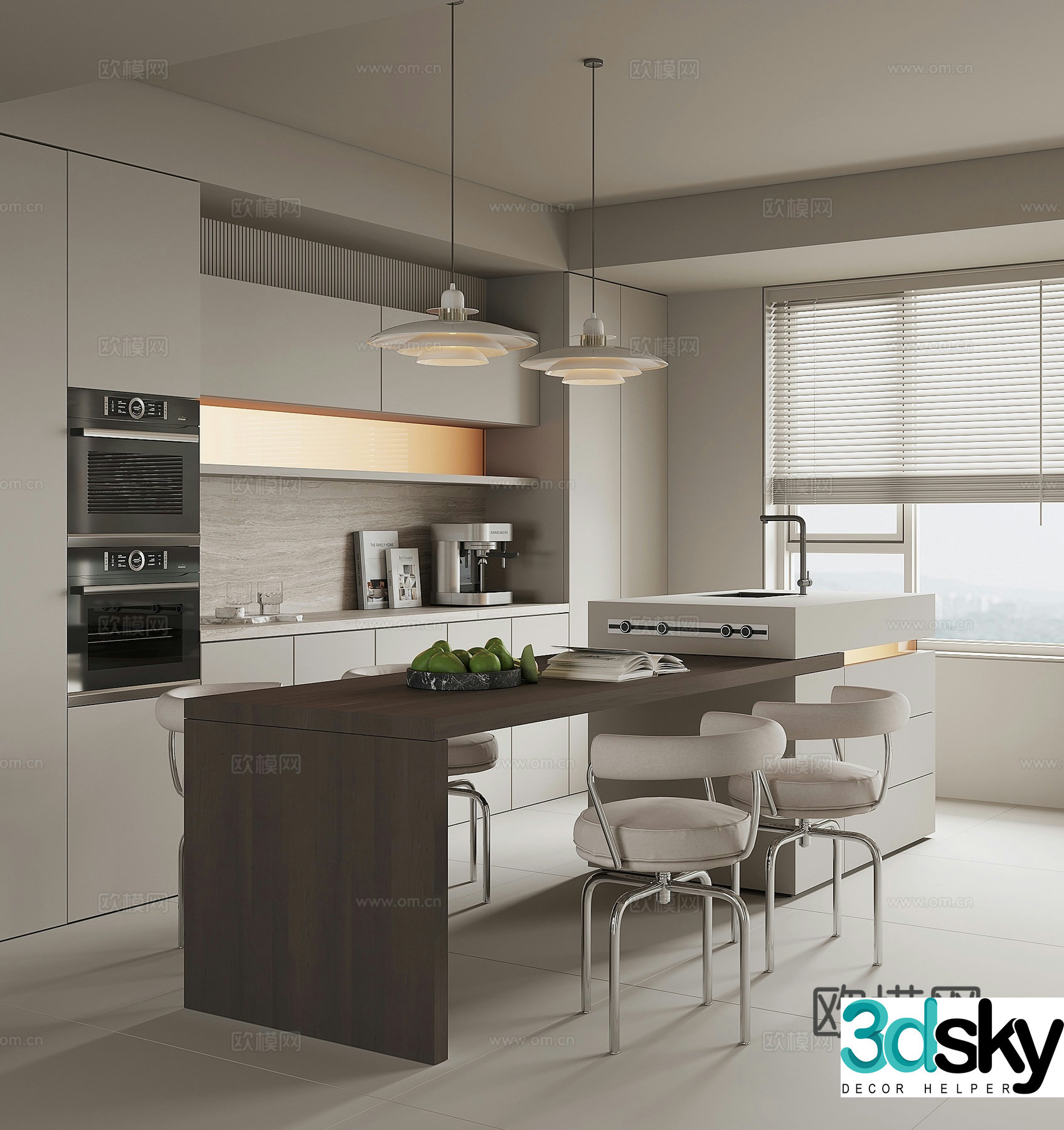 Modern island restaurant 3d model