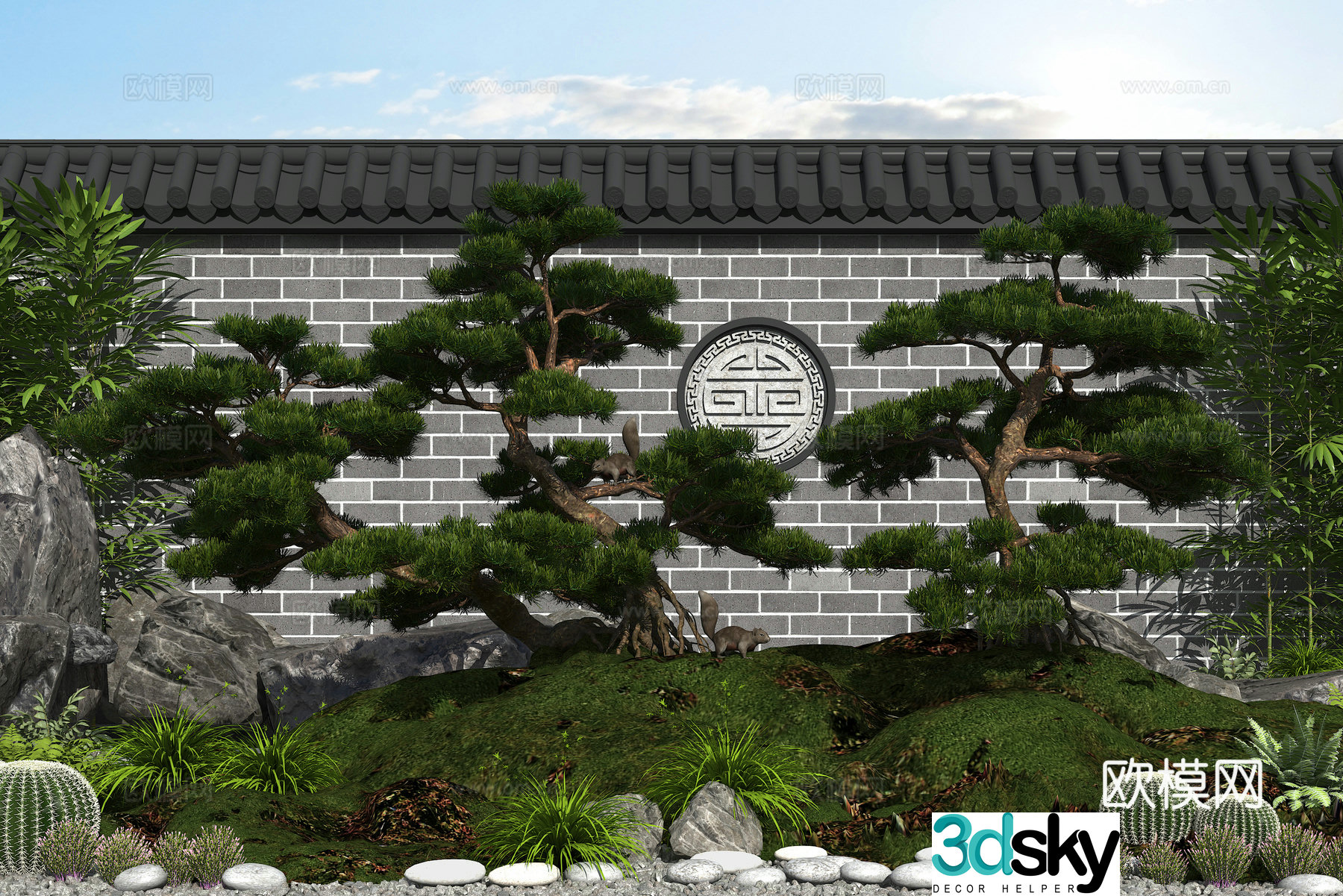 Landscape sketch pine tree landscaping moss green plant 3d model