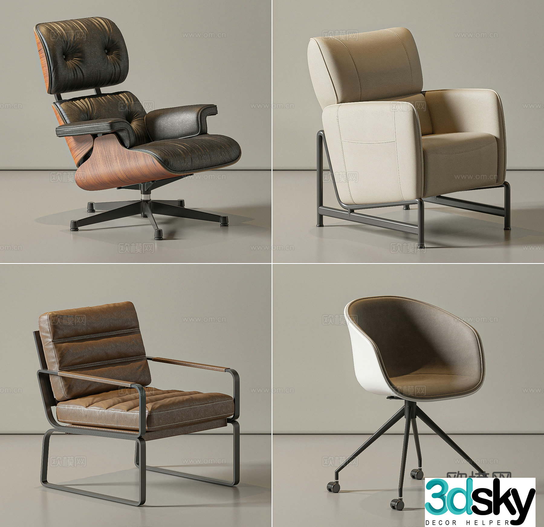 Modern single chair leisure chair 3d model