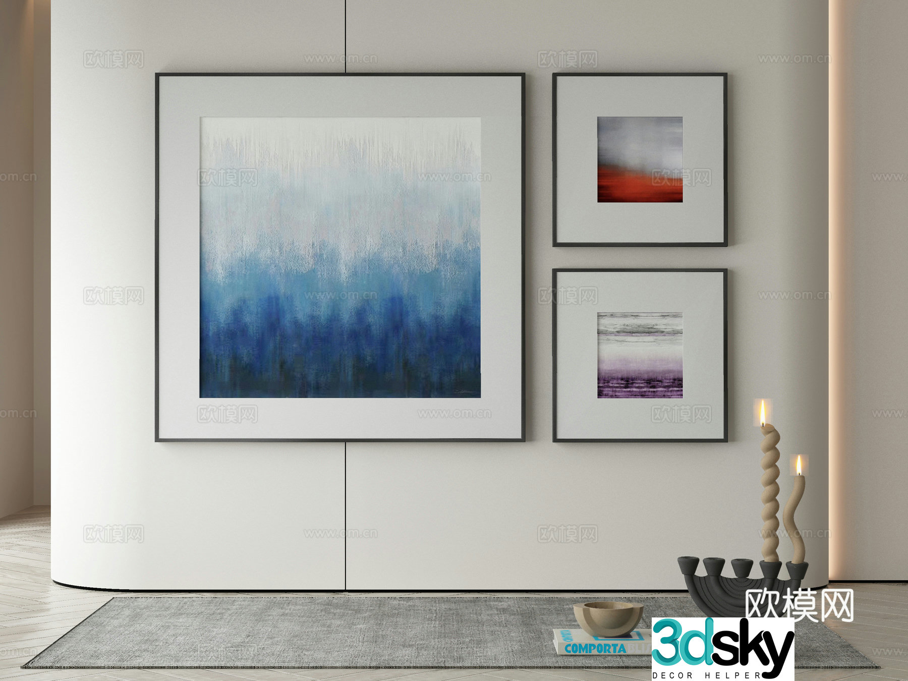 Modern texture painting decorative painting 3d model