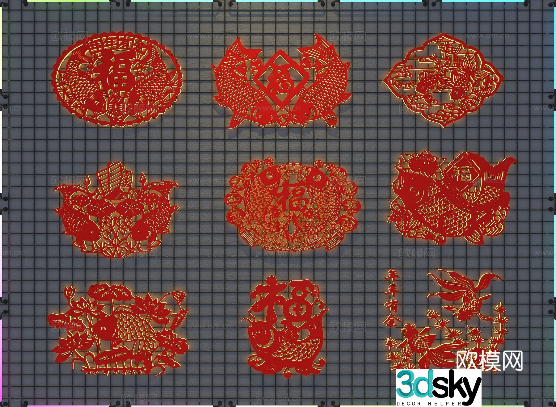 New Year paper-cut 3d model